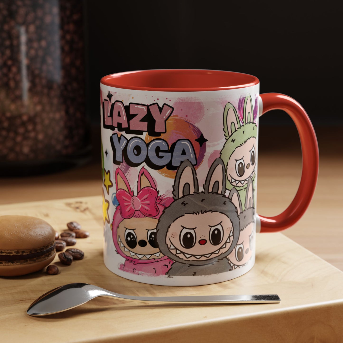 Mug Playful Lazy Yoga Labubu Coffee Mug - Fun Design for Relaxation Lovers