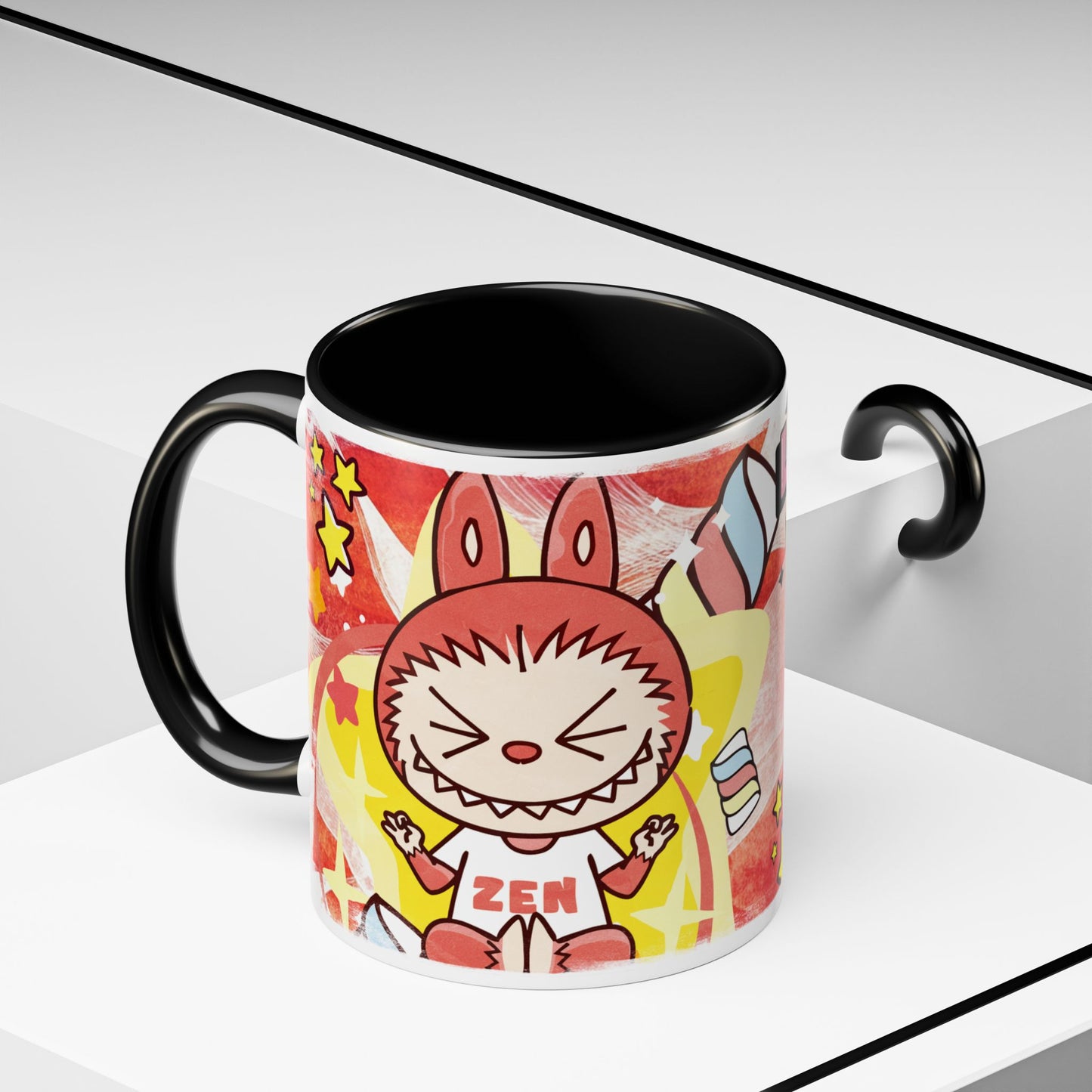 Mug Lazy Yoga Labubu Cartoon Accent Coffee Mug - Fun and Playful Design for Coffee Lovers