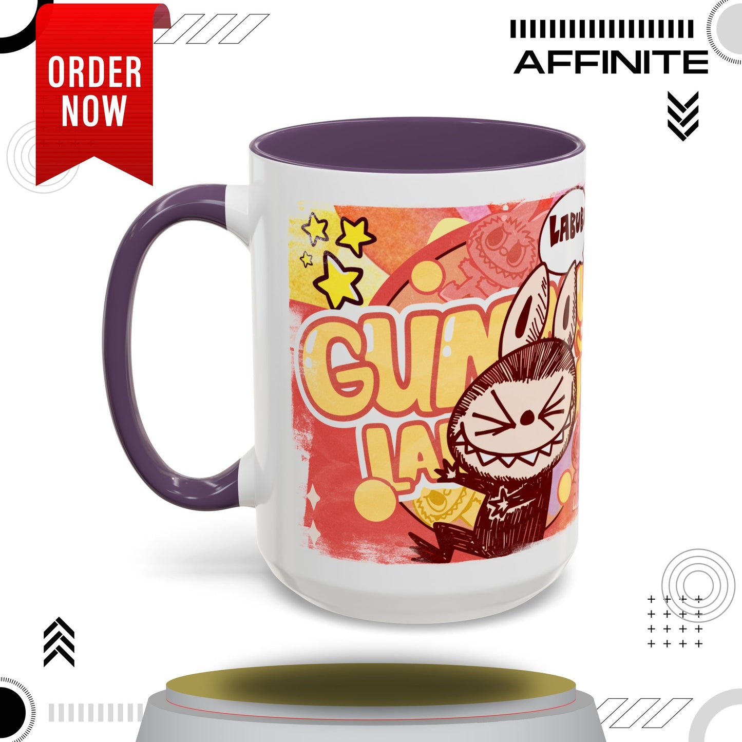 Mug Lazy Yoga Character Coffee Mug - Fun & Whimsical Art for Every Caffeine Lover 15oz Purple
