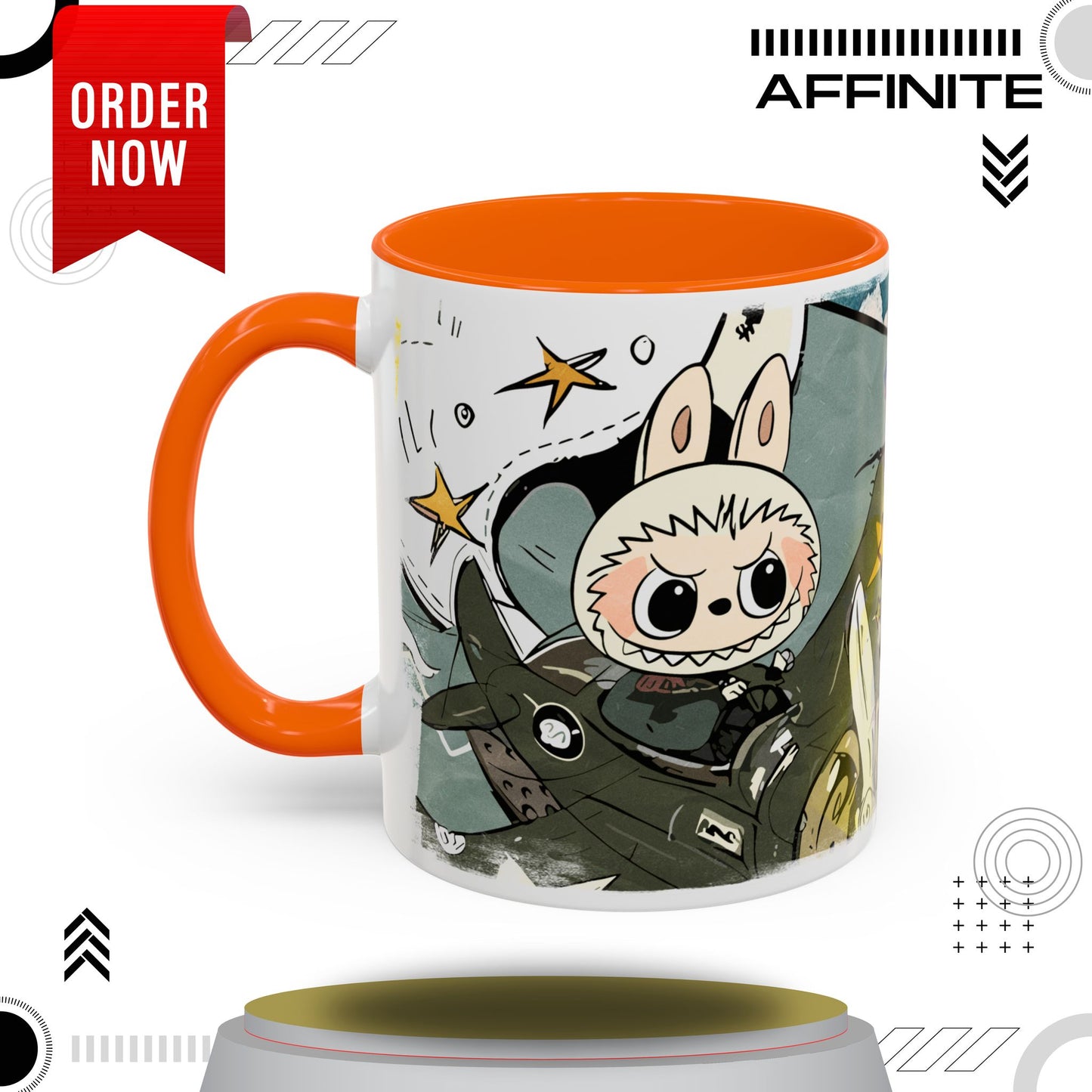 Mug Labubu Character Accent Coffee Mug - Cute and Colorful Design for Fans 11oz Orange