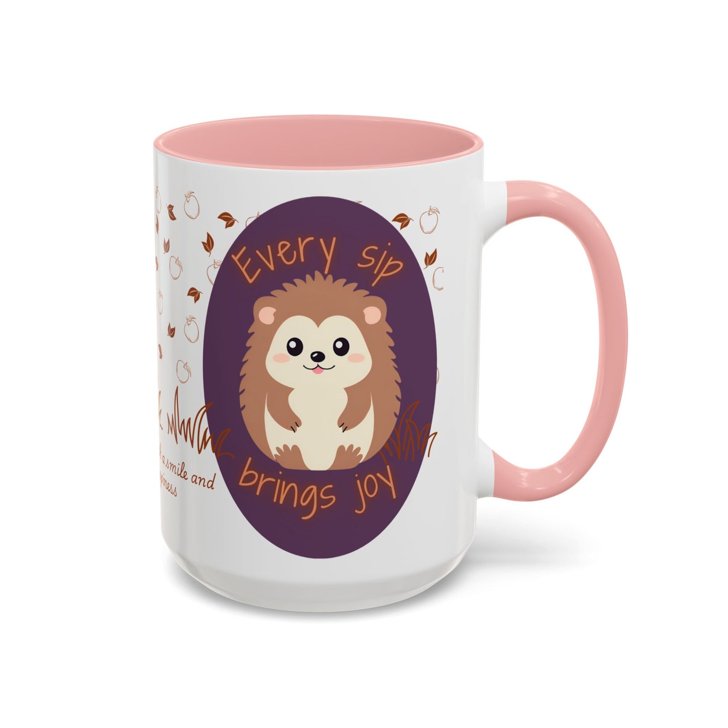 Mug Cute Hedgehog Accent Coffee Mug , Funny Gift for Animal Lovers, (11oz) (15oz) 15oz Pink