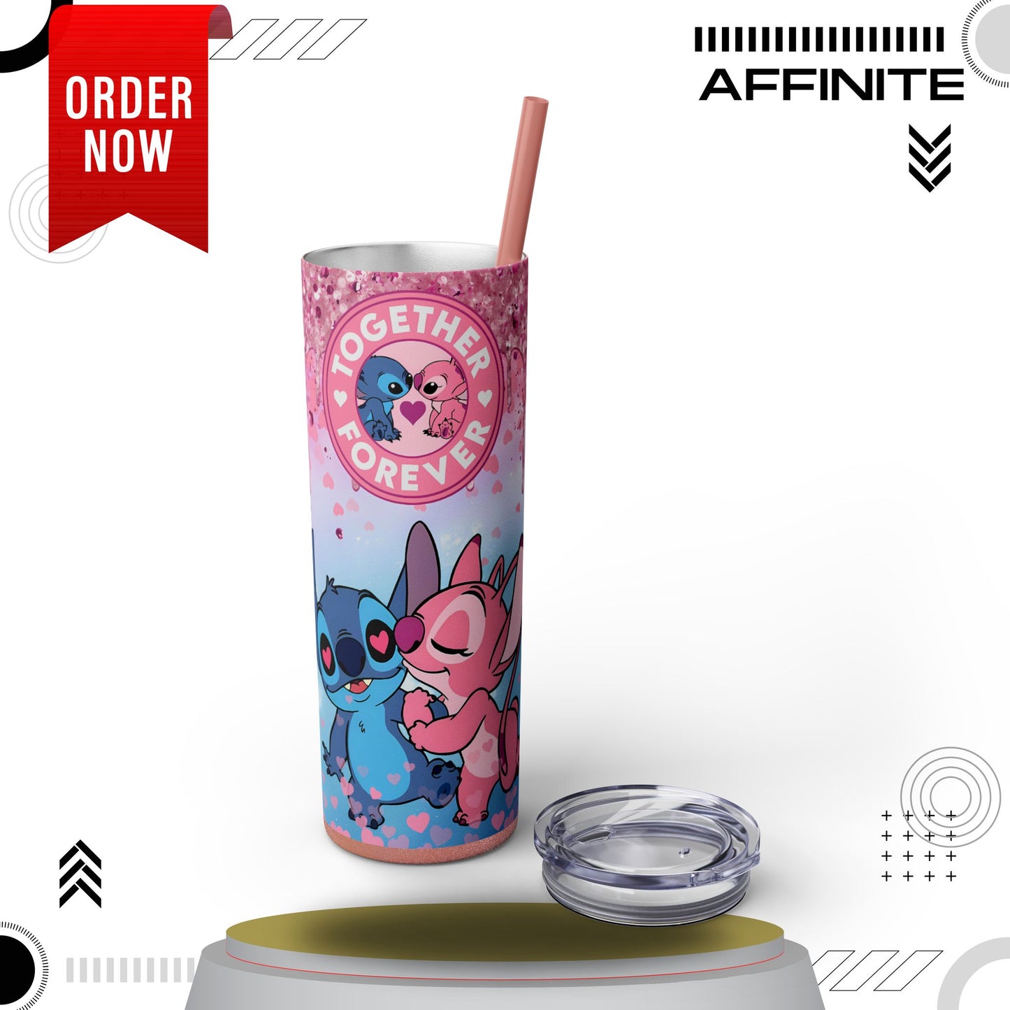 Tumblers Disney Stitch Together Forever Tumbler with Straw, 20oz
