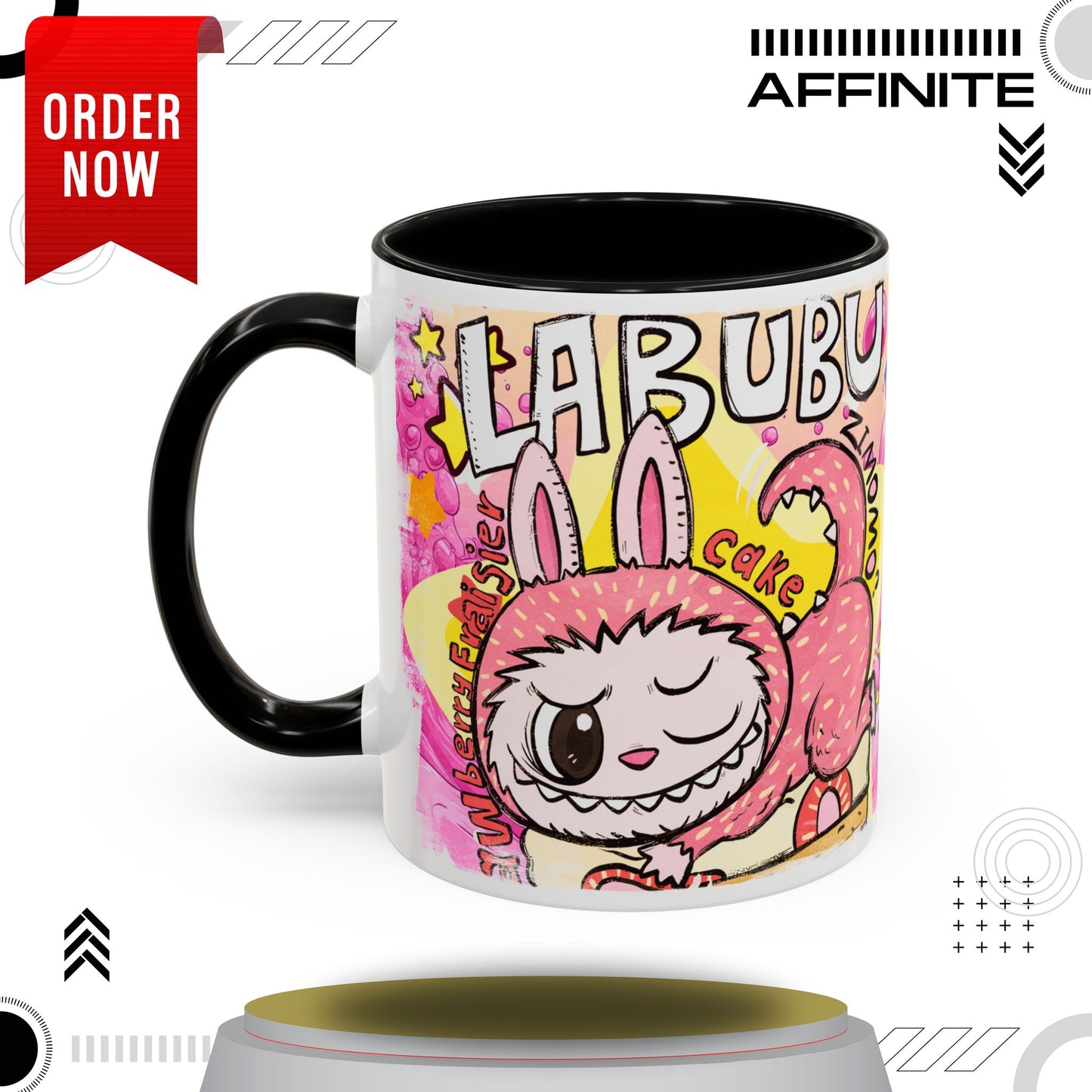 Mug Colorful Cartoon Labubu Accent Coffee Mug - Perfect for Animal Lovers 11oz Black
