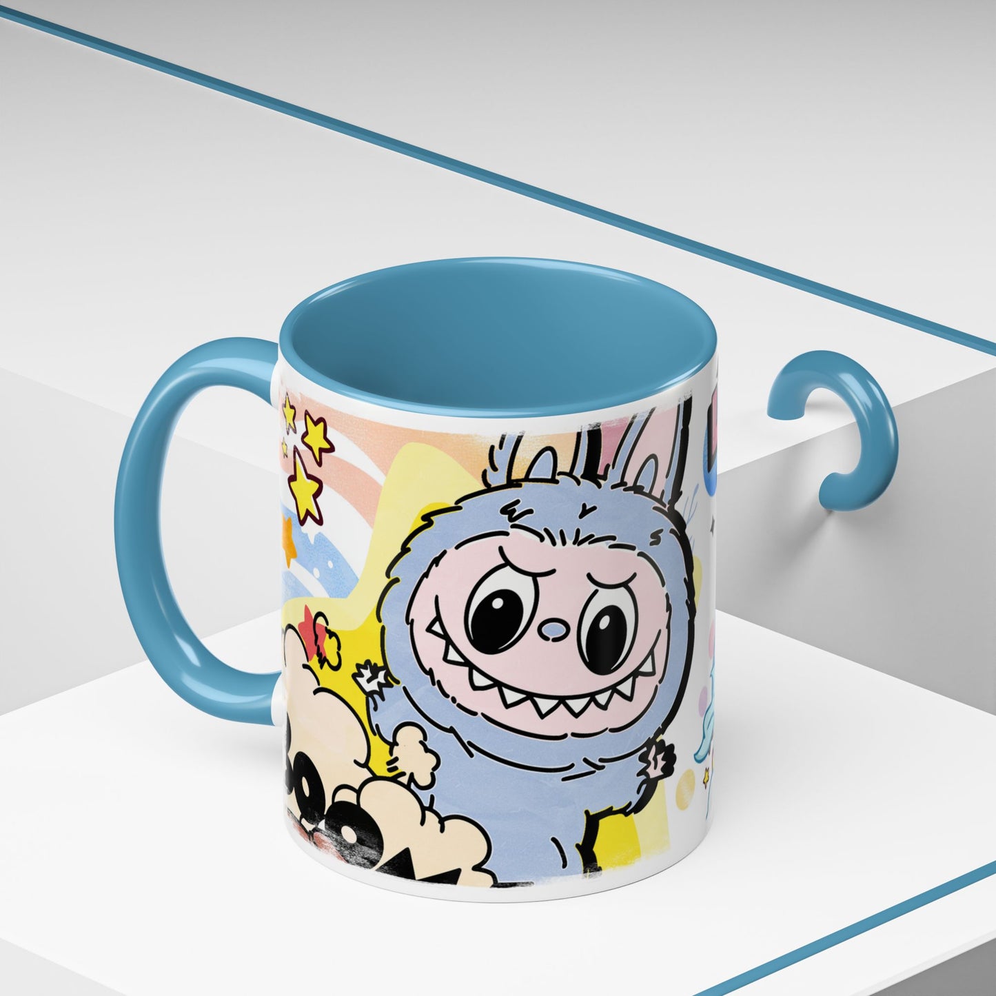 Mug Lazy Yoga Cartoon Labubu Accent Coffee Mug - Fun and Whimsical Design for Coffee Lovers