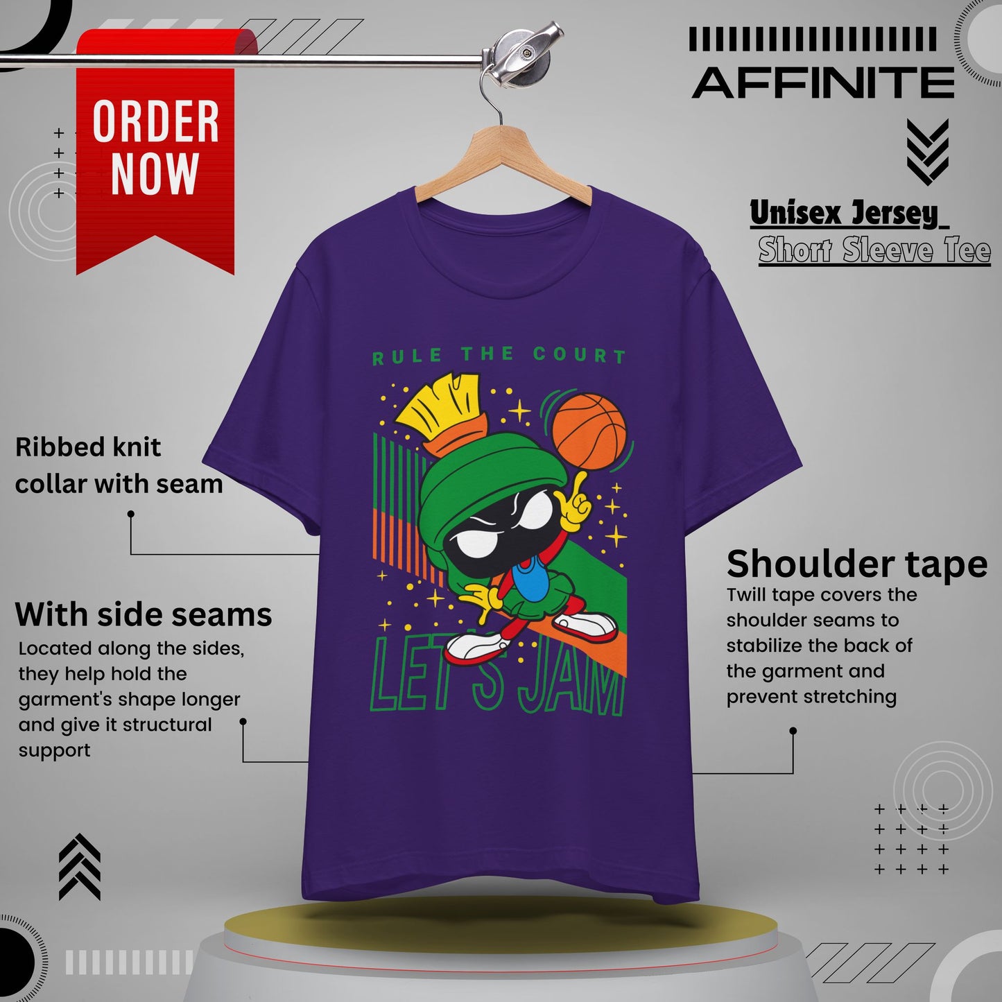 T-Shirt "Basketball Motivational T-Shirt - Rule The Court Player's Tee" Team Purple