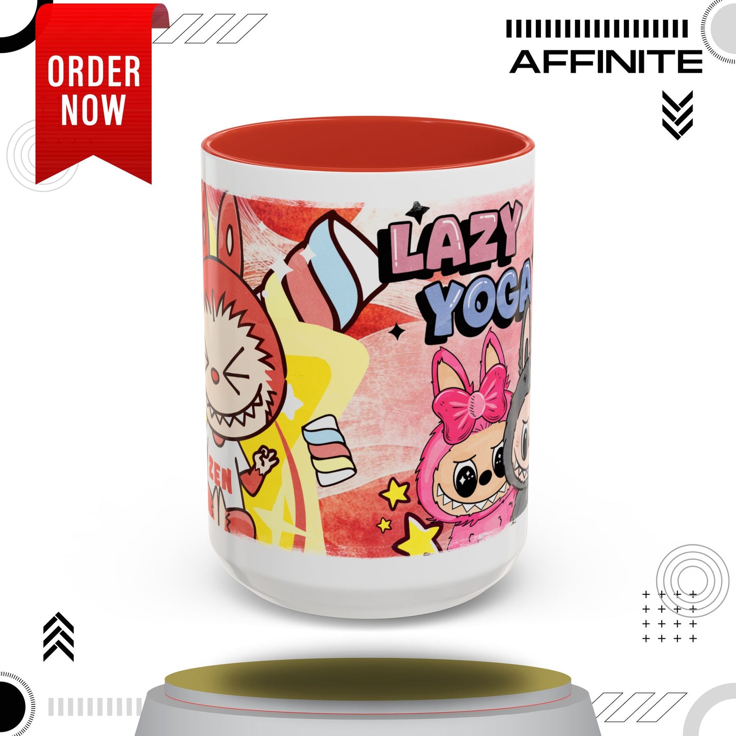 Mug Lazy Yoga Labubu Cartoon Accent Coffee Mug - Fun and Playful Design for Coffee Lovers