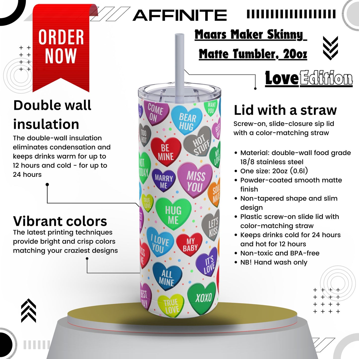 Tumblers Matte Tumbler Cup Love 20oz Dusty Blue 20oz Matte