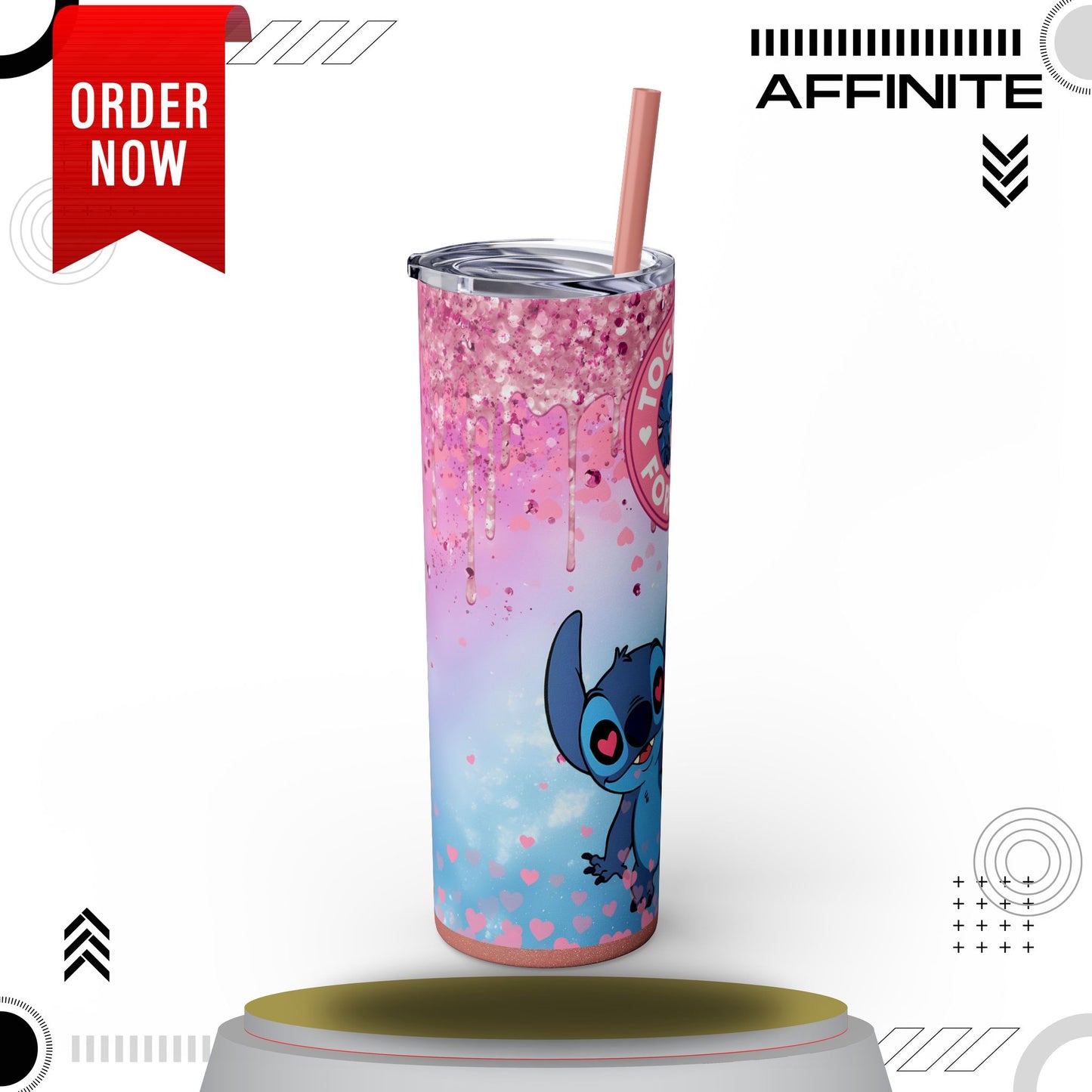 Tumblers Disney Stitch Together Forever Tumbler with Straw, 20oz