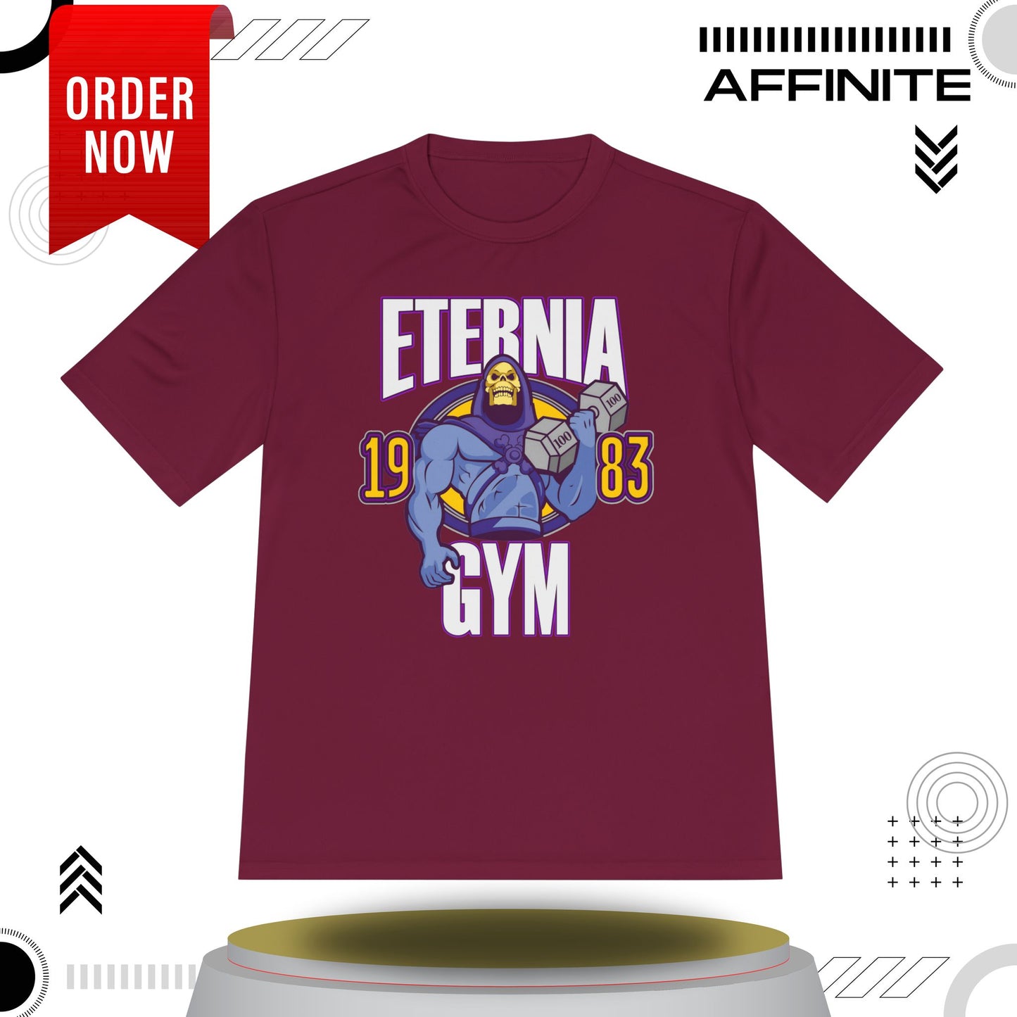 T-Shirt Eternia Gym Unisex Moisture Wicking Tee - Vintage Muscle Workout Shirt Cardinal