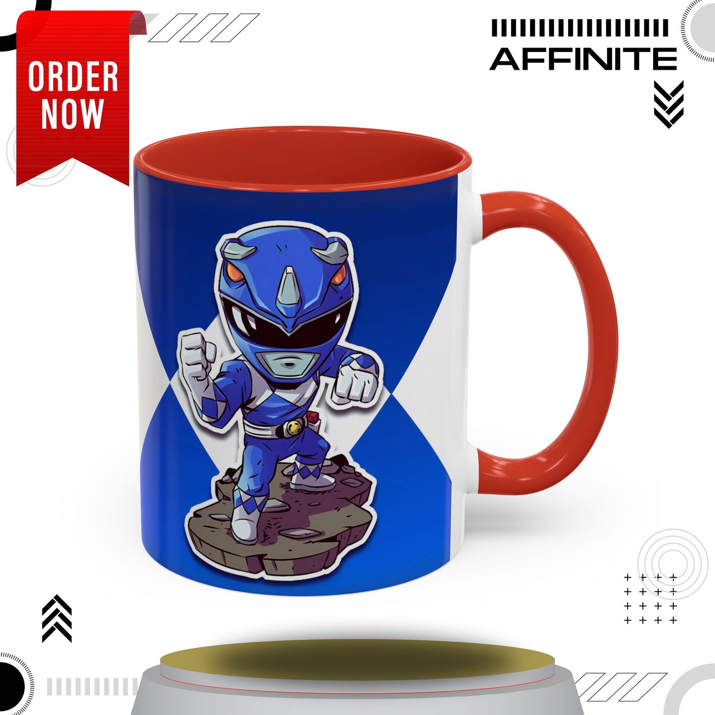Mug Mighty Morphin Power Rangers Blue Ranger Ceramic Mug - 11oz & 15oz Coffee Mug - Accent Mug for Pop Culture Fans 11oz Red