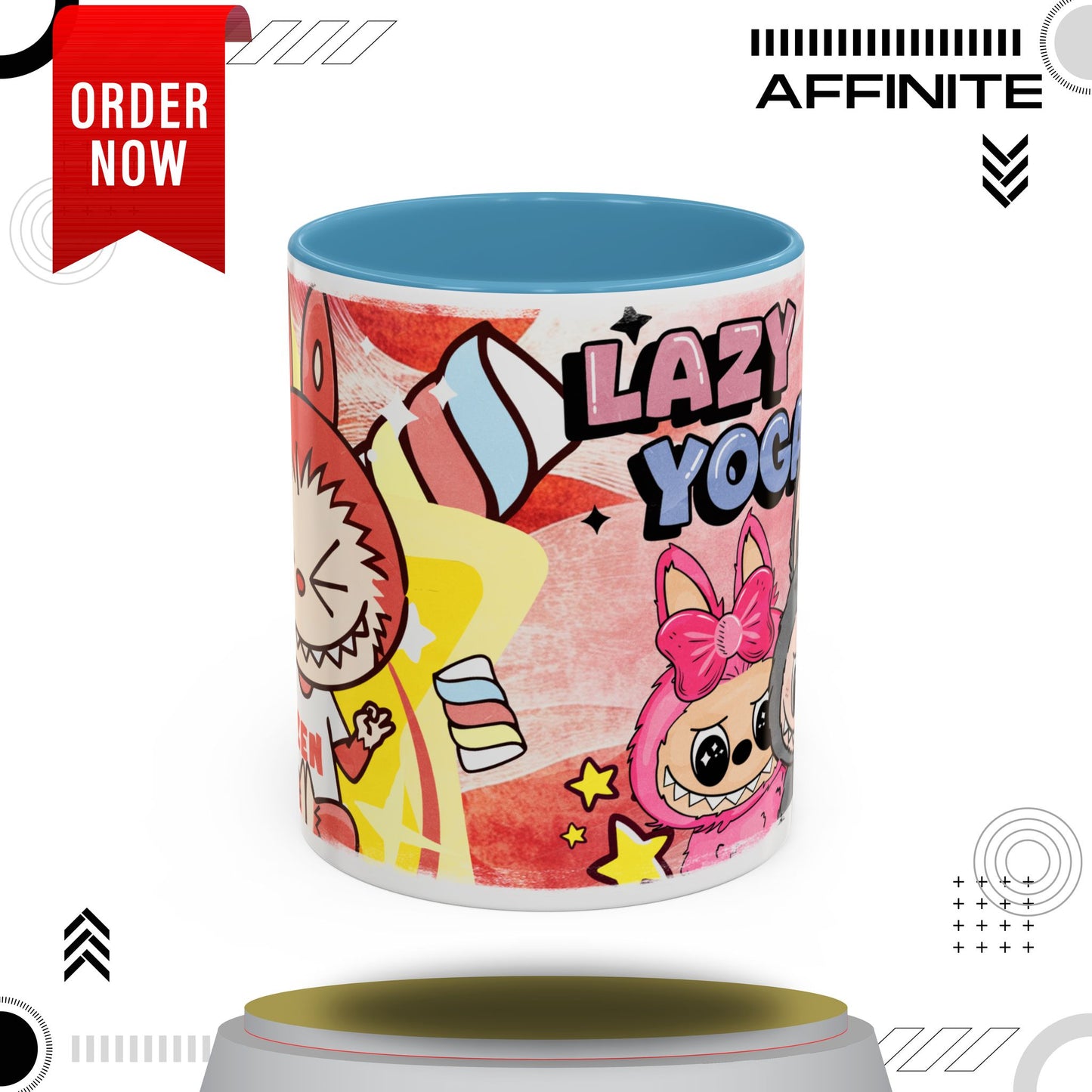 Mug Lazy Yoga Labubu Cartoon Accent Coffee Mug - Fun and Playful Design for Coffee Lovers