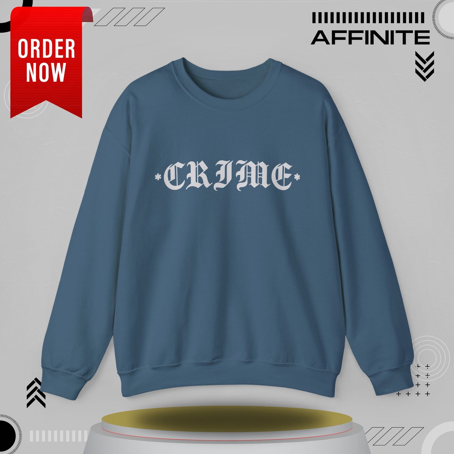 Sweatshirt CRIME Graphic Sweatshirt - Unisex Heavy Blend Crewneck (Cotton/Polyester) Indigo Blue