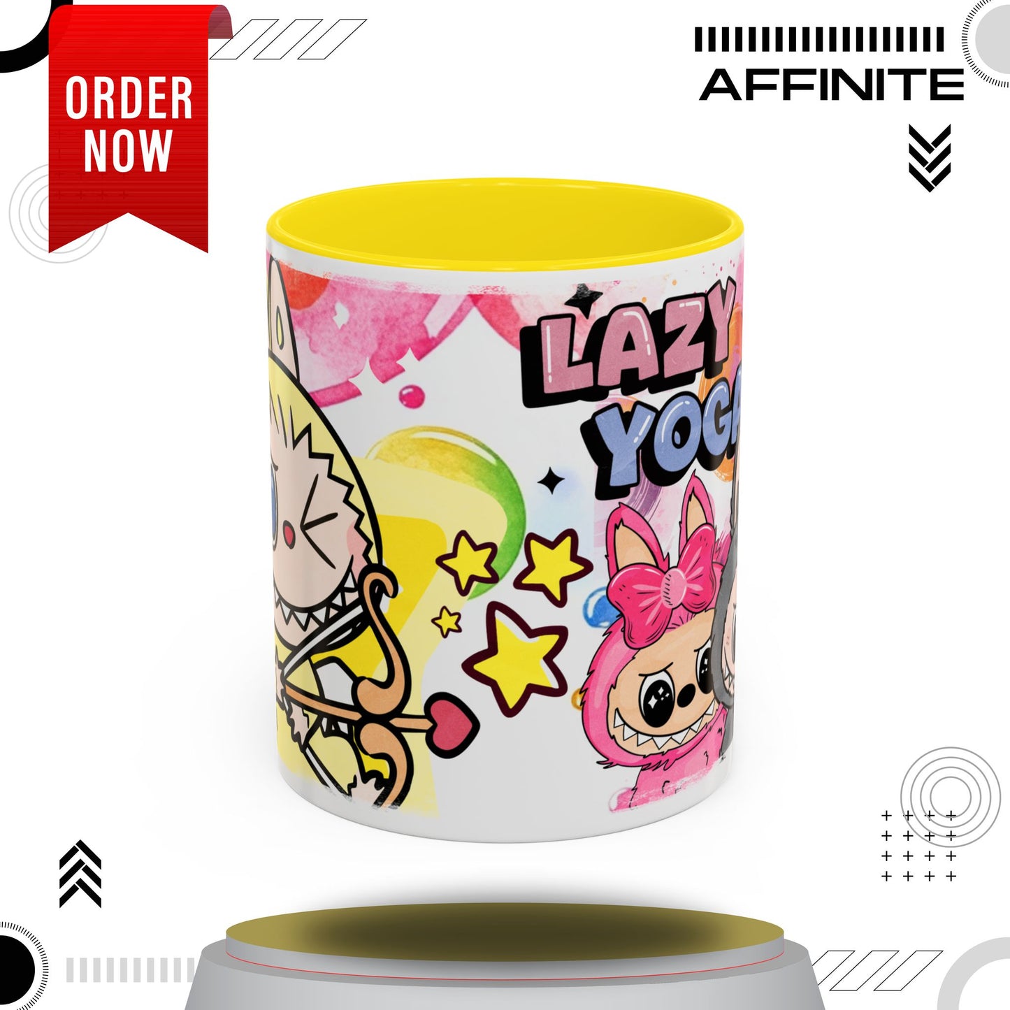 Mug Playful Lazy Yoga Labubu Coffee Mug - Fun Design for Relaxation Lovers