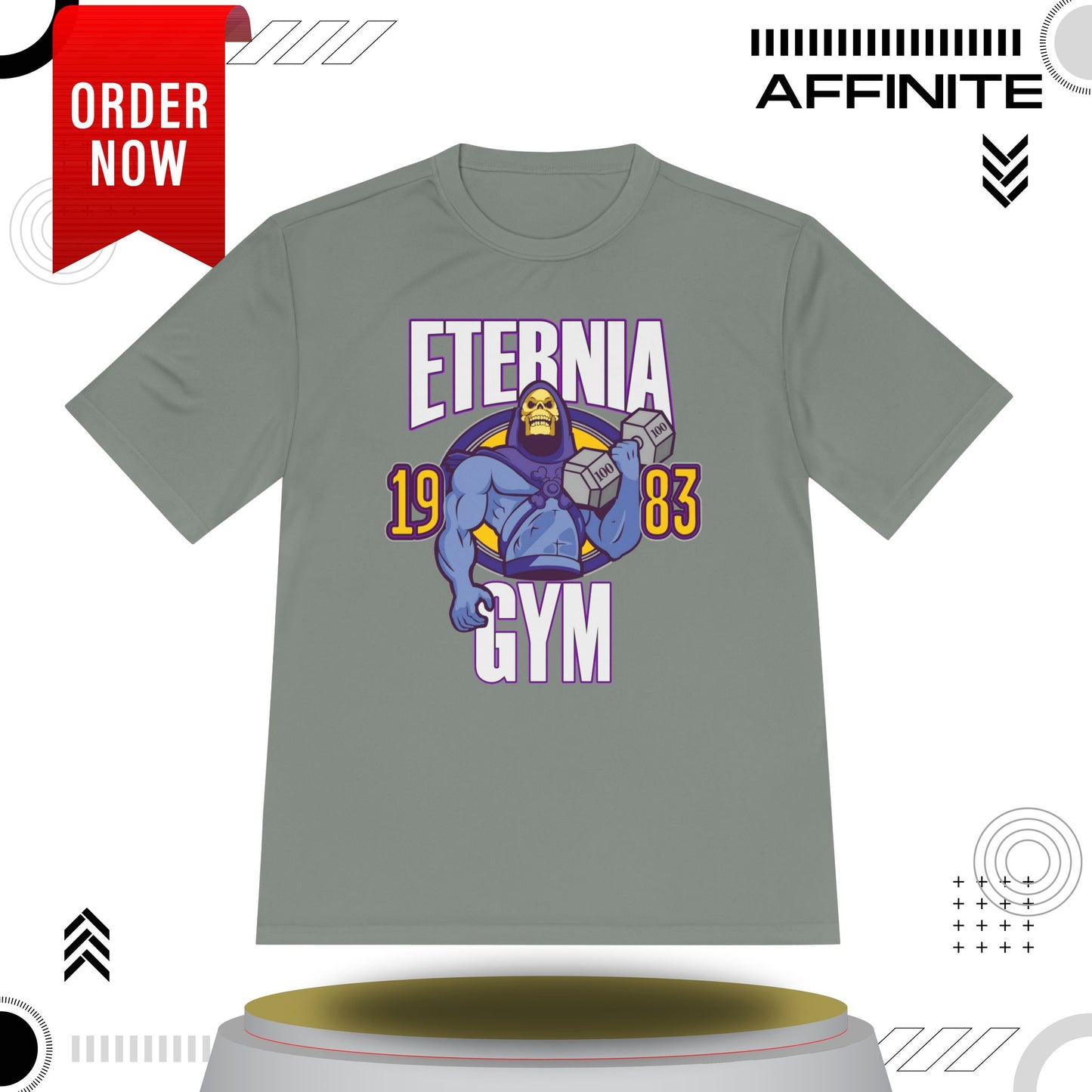 T-Shirt Eternia Gym Unisex Moisture Wicking Tee - Vintage Muscle Workout Shirt Grey Concrete