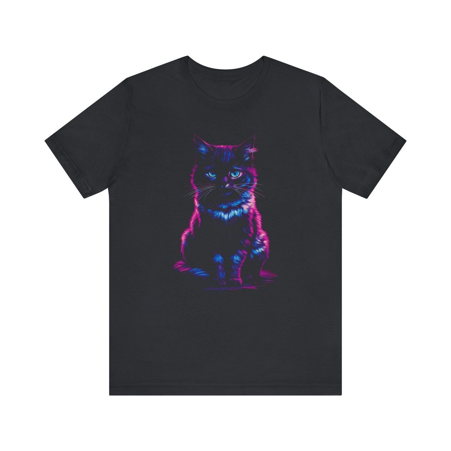 T-Shirt Neon Cat T-Shirt - Vibrant Unisex Tee for Cat Lovers (100% Cotton) Vintage Black