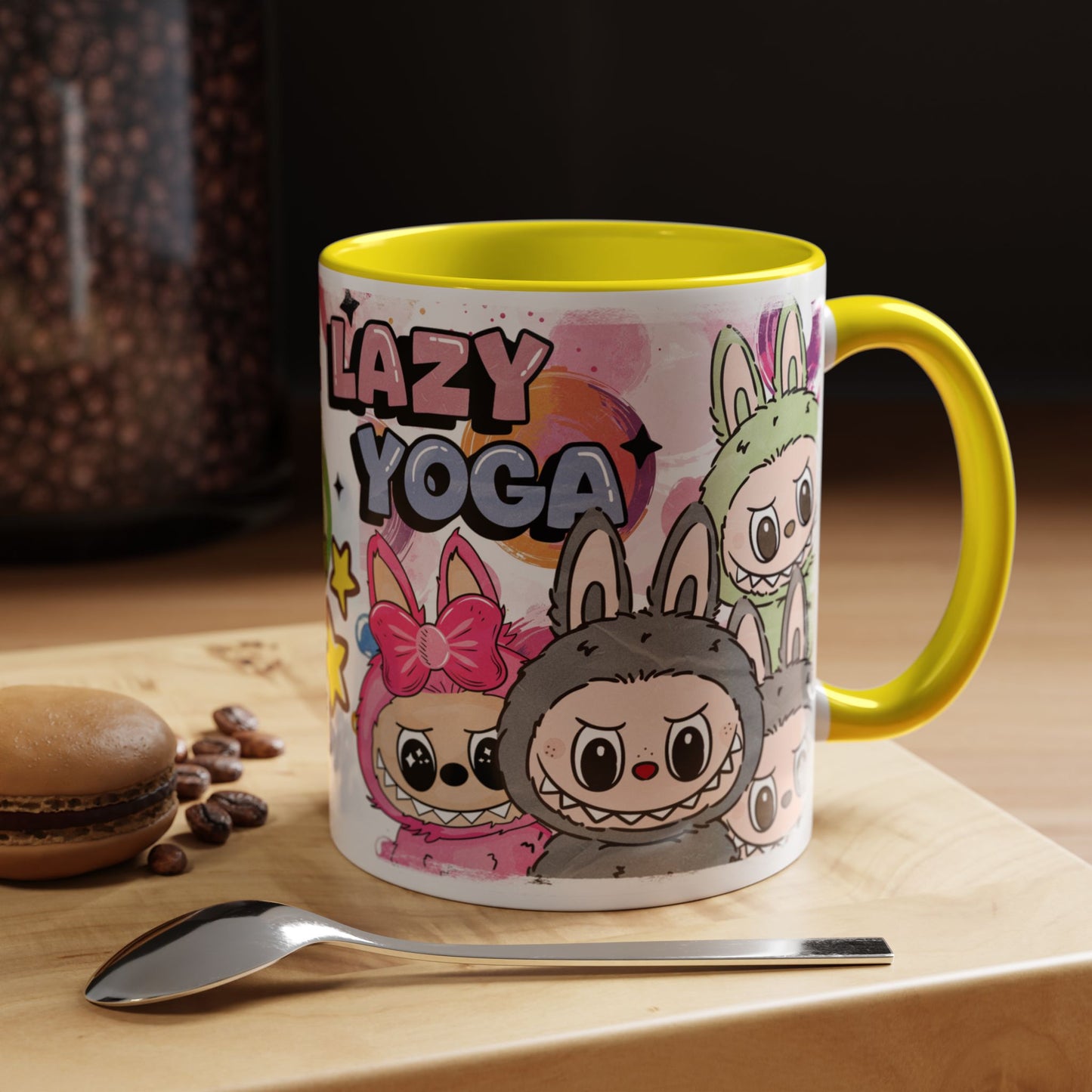 Mug Playful Lazy Yoga Labubu Coffee Mug - Fun Design for Relaxation Lovers