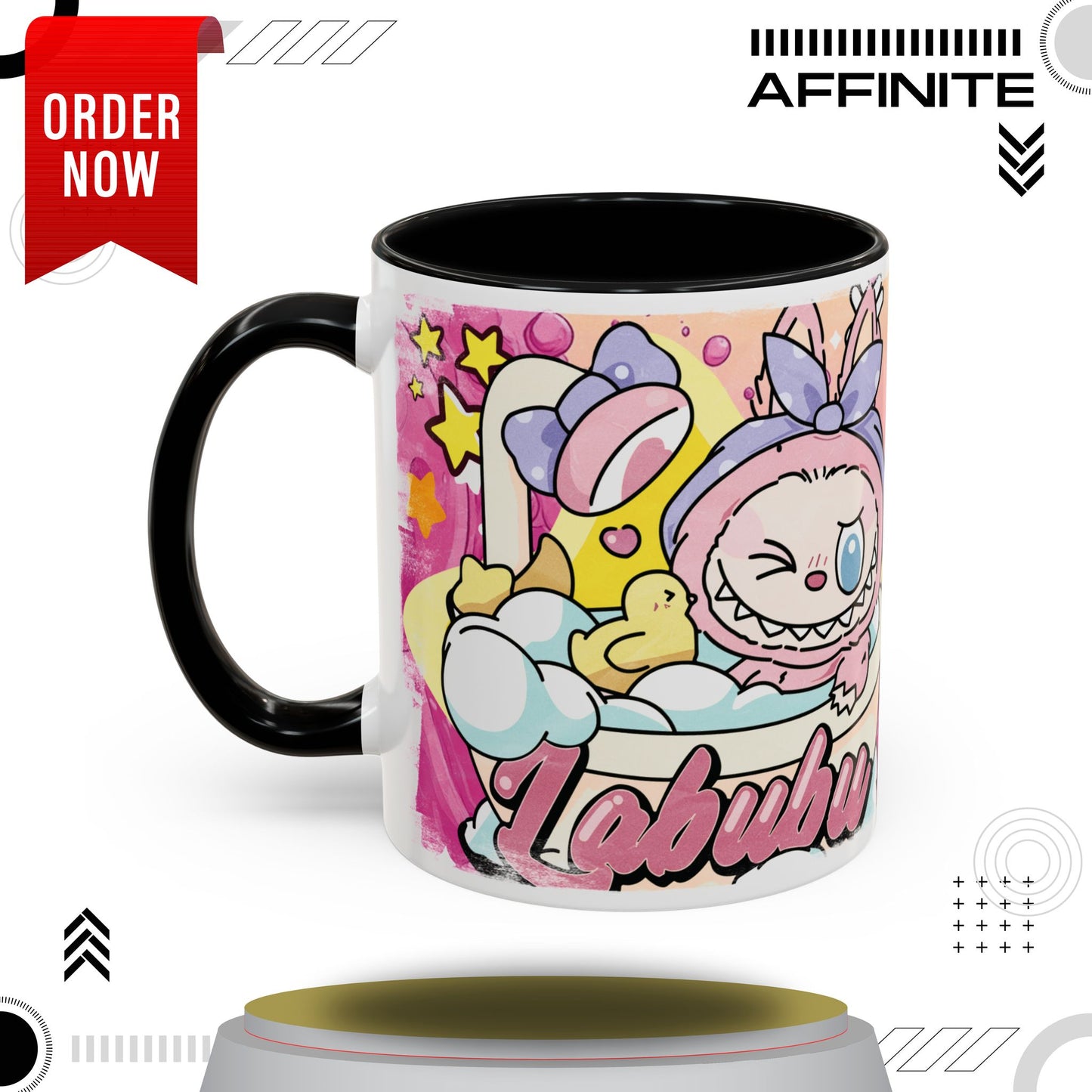 Mug Lazy Yoga Labubu Accent Coffee Mug - Fun & Playful Design for Relaxation 11oz Black