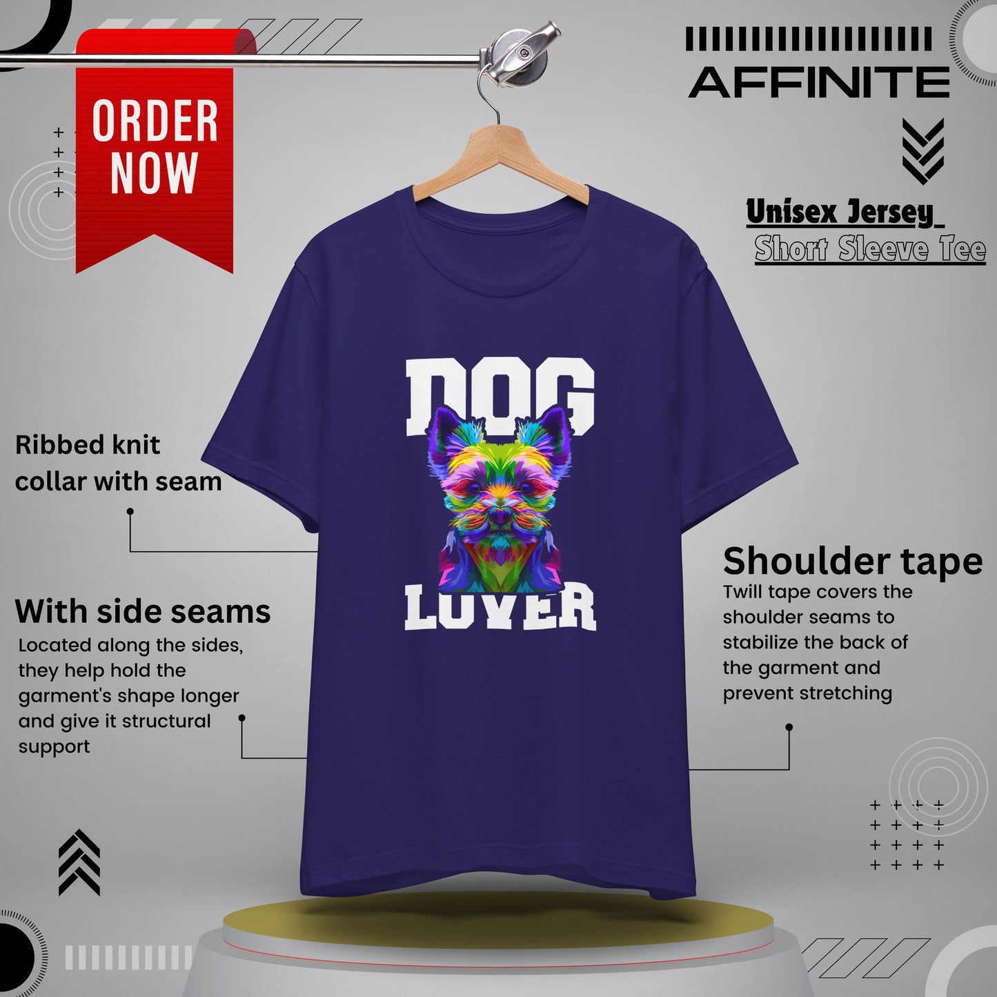T-Shirt Dog Lover Unisex T-Shirt | Sharp Dog Graphic Team Navy
