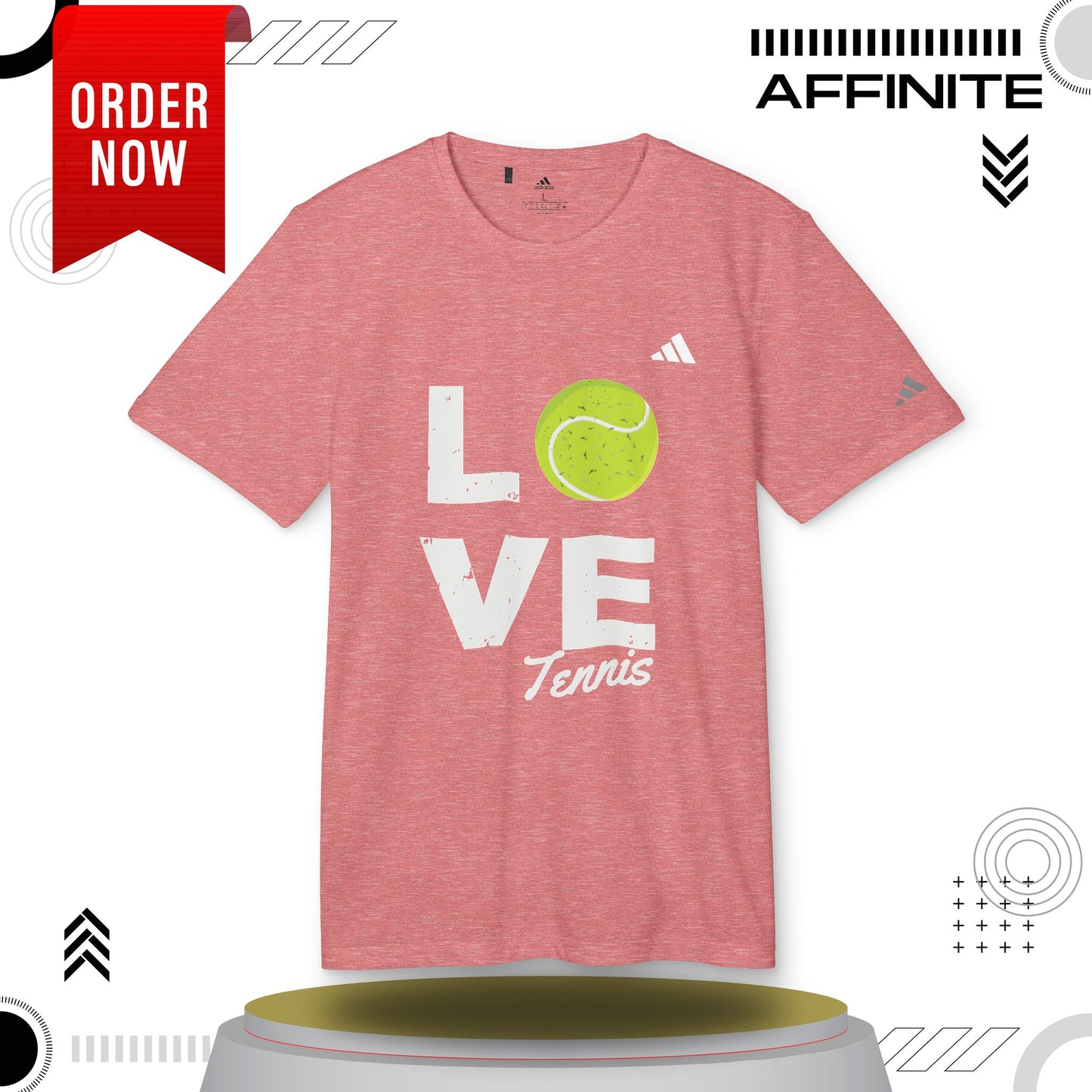 T-Shirt Love Tennis Unisex Sport T-shirt, Athletic Tee, Gift for Tennis Lovers, Tennis Apparel, Sportswear, Fitness Clothing by Adidas Power Red Heather