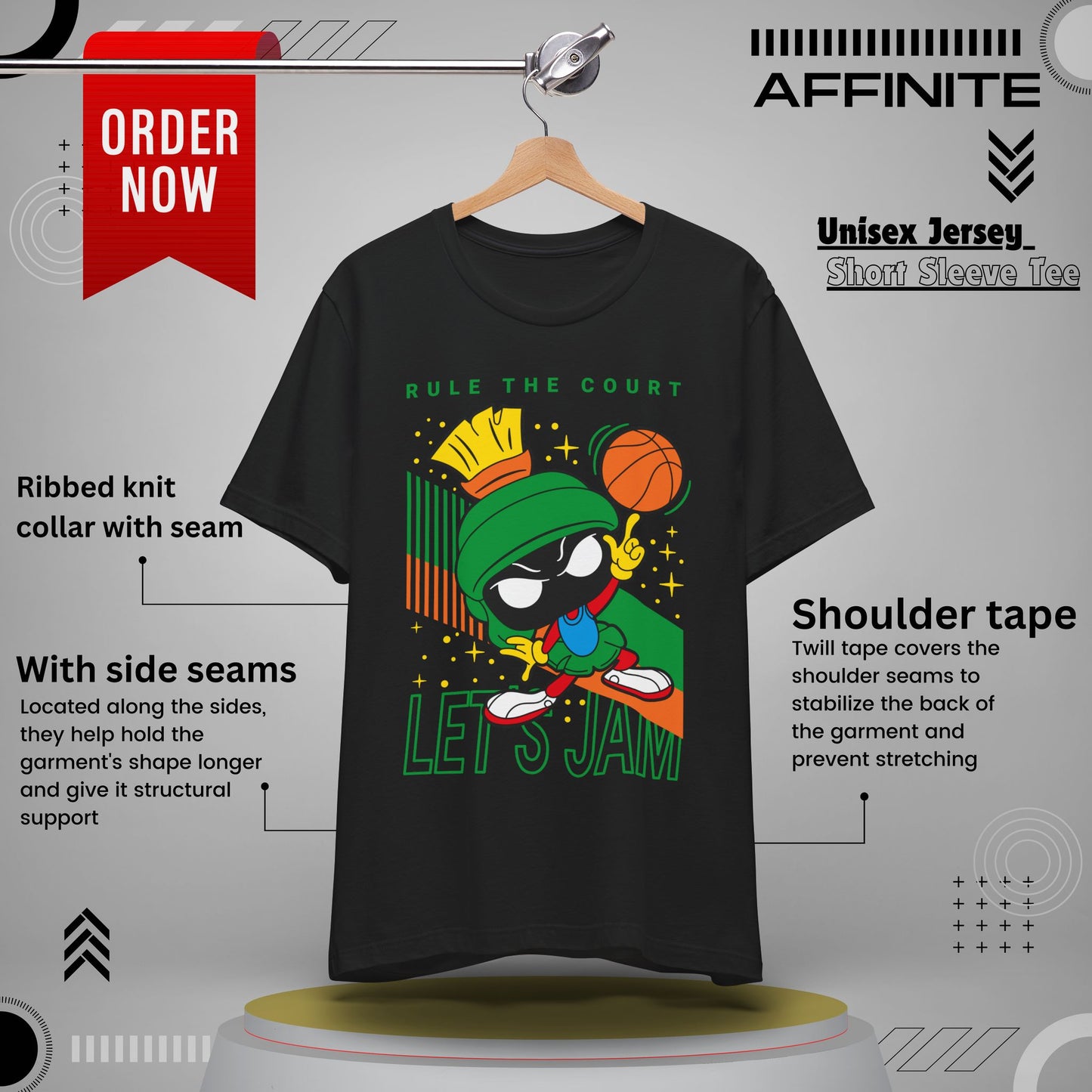 T-Shirt "Basketball Motivational T-Shirt - Rule The Court Player's Tee" Black