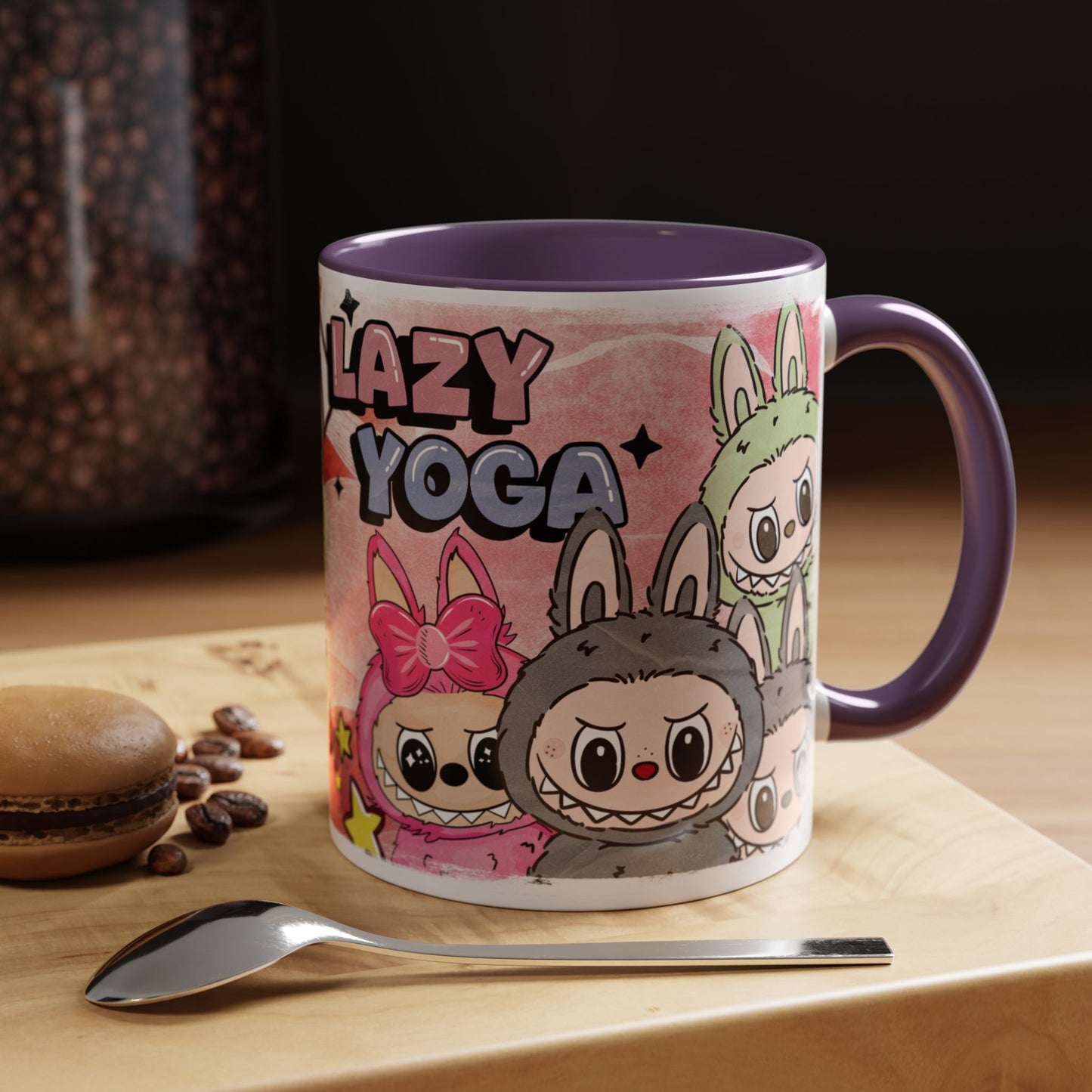 Mug Lazy Yoga Labubu Cartoon Accent Coffee Mug - Fun and Playful Design for Coffee Lovers