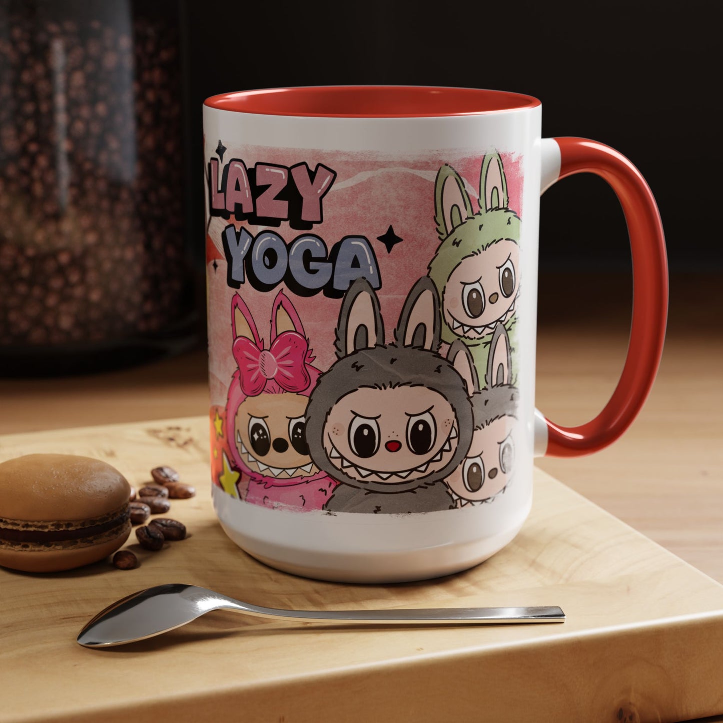 Mug Lazy Yoga Labubu Cartoon Accent Coffee Mug - Fun and Playful Design for Coffee Lovers