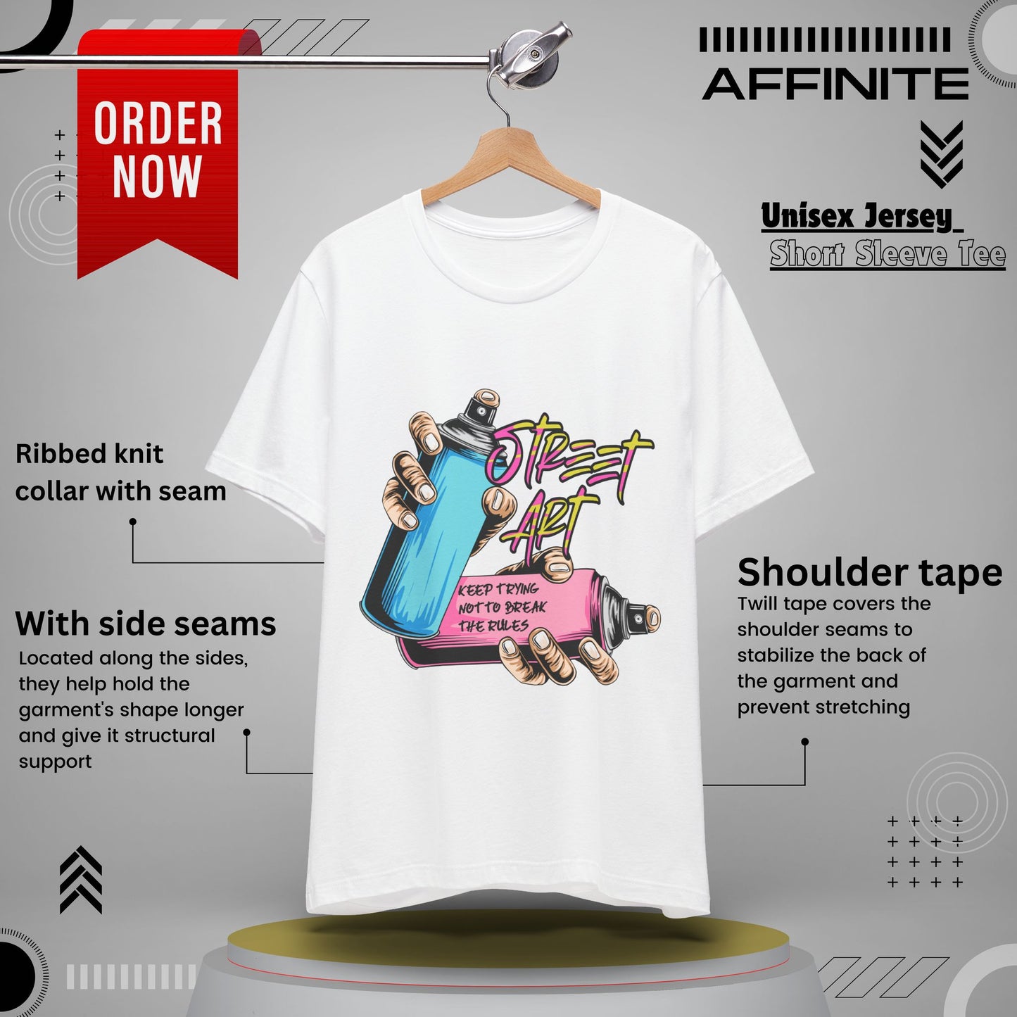 T-Shirt Street Art T-Shirts - Keep Trying Unisex Tee | Graphic Urban Wear White