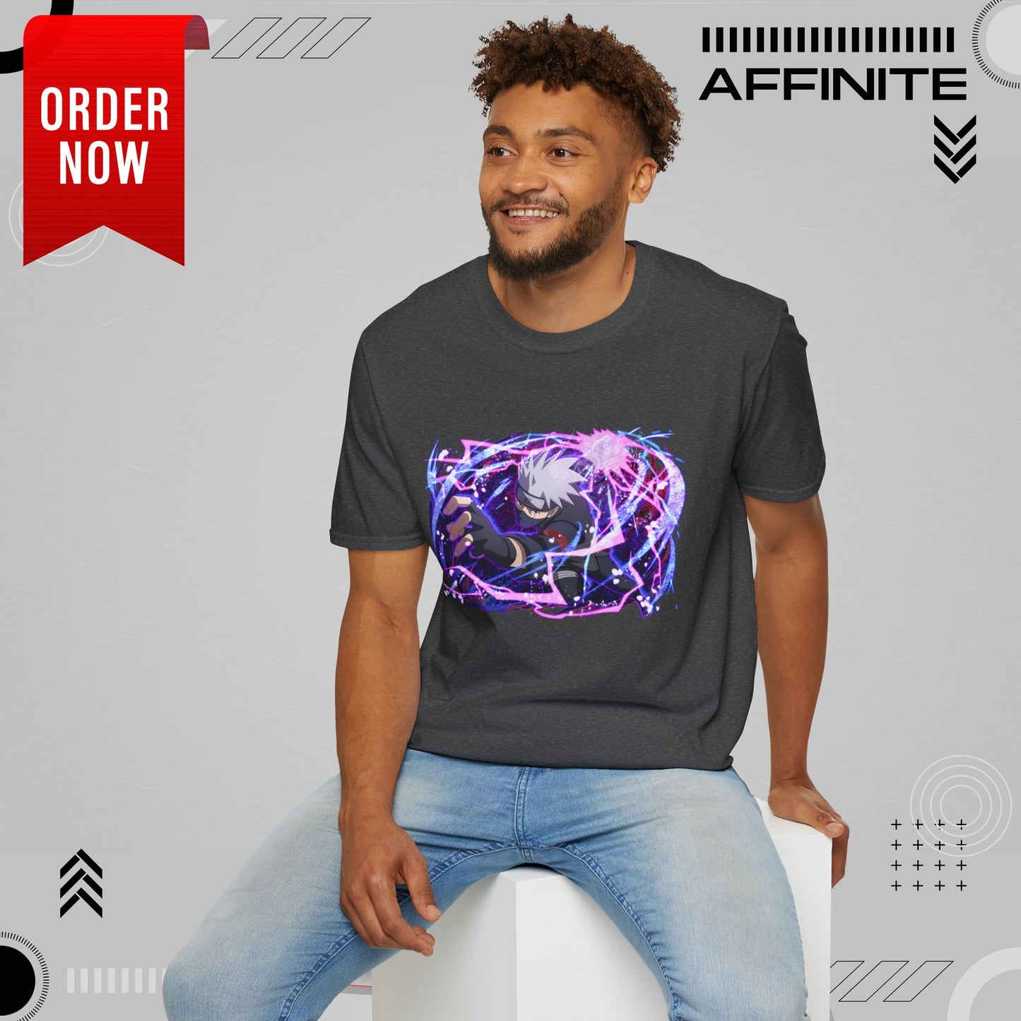 T-Shirt Unisex Softstyle T-Shirt - Bold Anime Kakashi Graphics