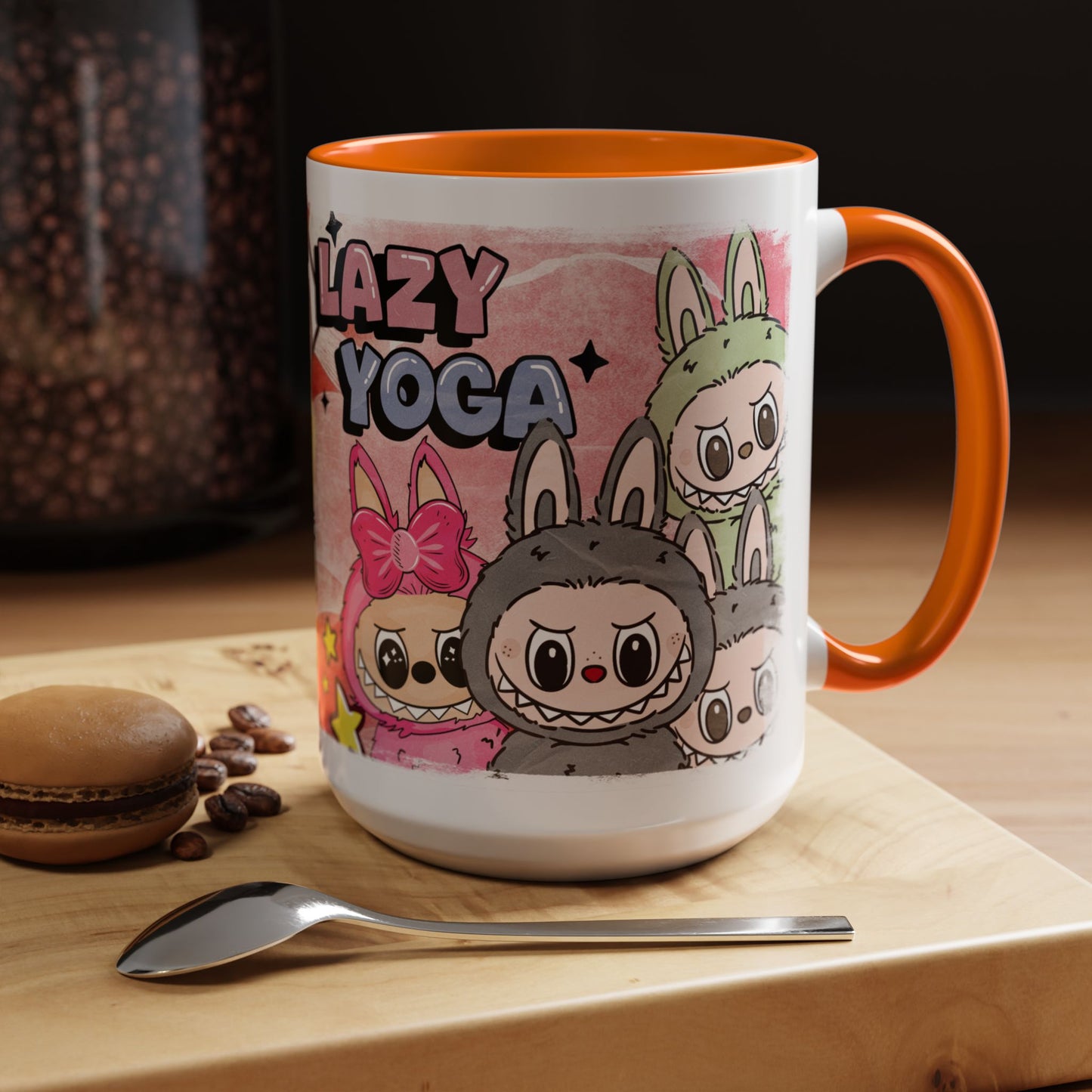 Mug Lazy Yoga Labubu Cartoon Accent Coffee Mug - Fun and Playful Design for Coffee Lovers