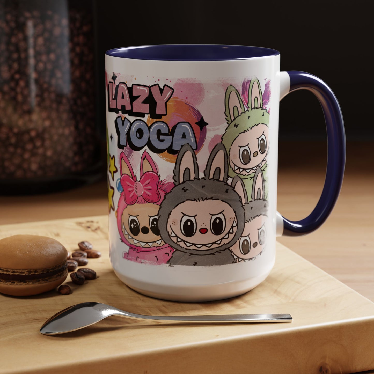 Mug Playful Lazy Yoga Labubu Coffee Mug - Fun Design for Relaxation Lovers