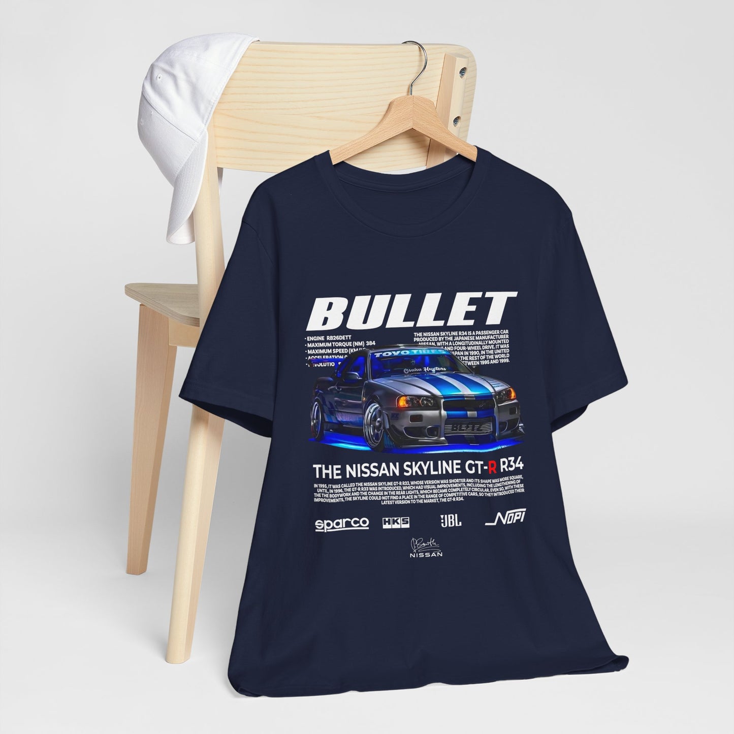 T-Shirt Nissan Skyline GT-R R34 Graphic Tee – Unisex Car Enthusiast T-Shirt – JDM Racing Gift for Him or Her