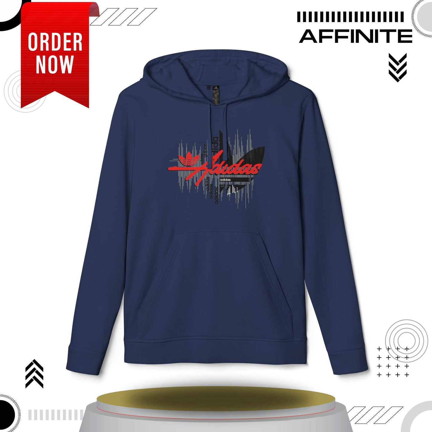 Hoodie Fleece Hoodie - T rendy Adidas Unisex Streetwear and Lounge Wear Collegiate Navy