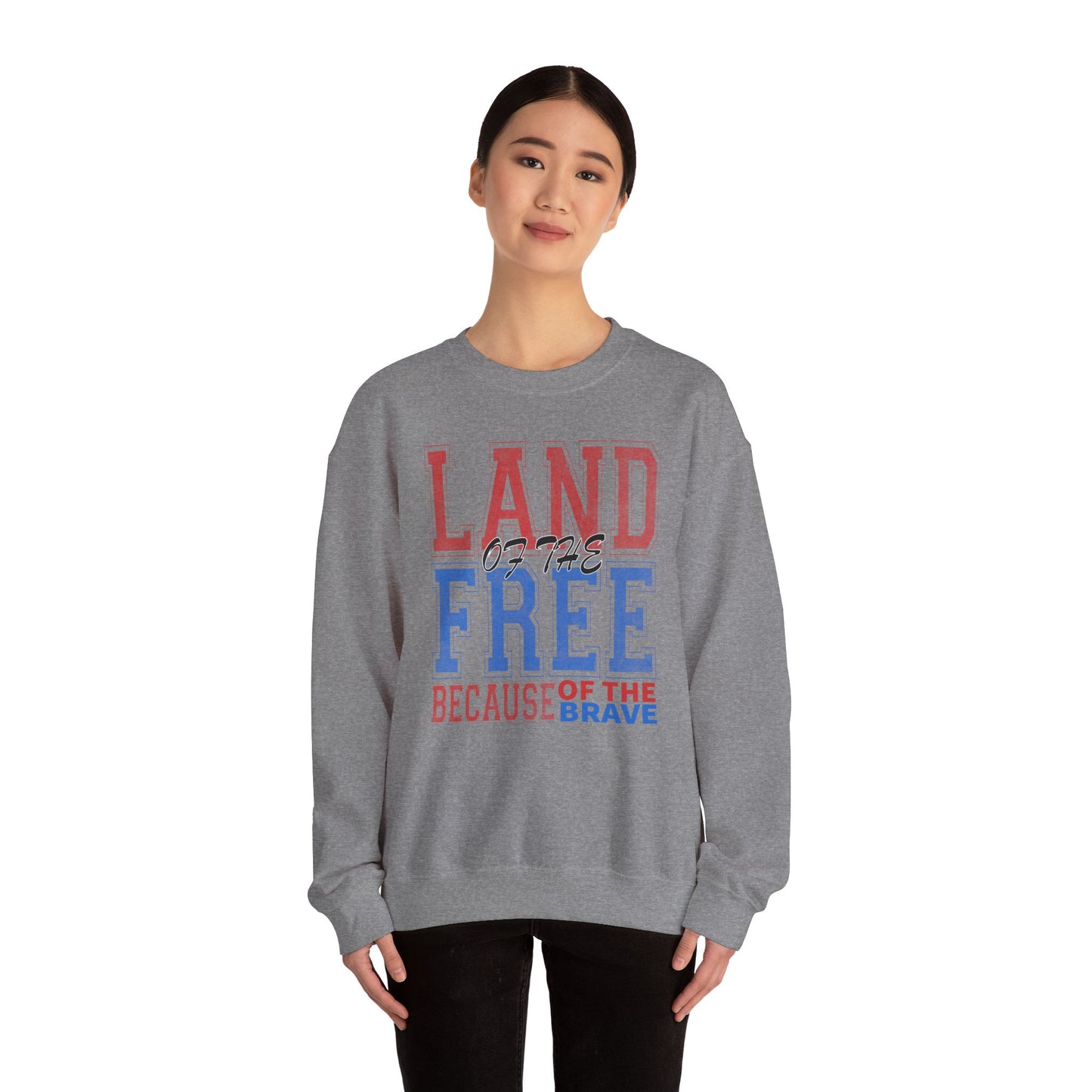 Sweatshirt Land of the Free Sweatshirt – Patriotic USA Crewneck by Gildan