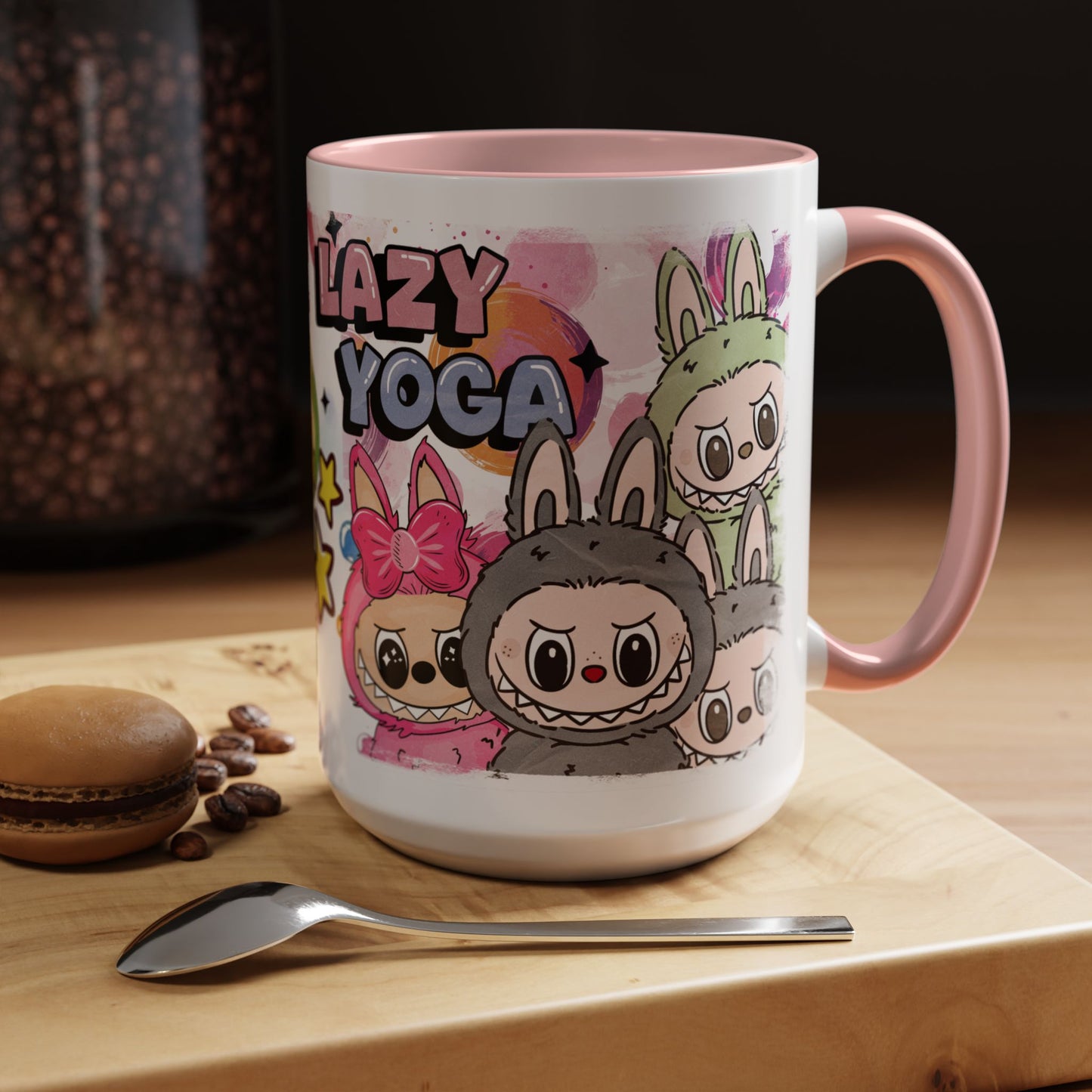 Mug Playful Lazy Yoga Labubu Coffee Mug - Fun Design for Relaxation Lovers