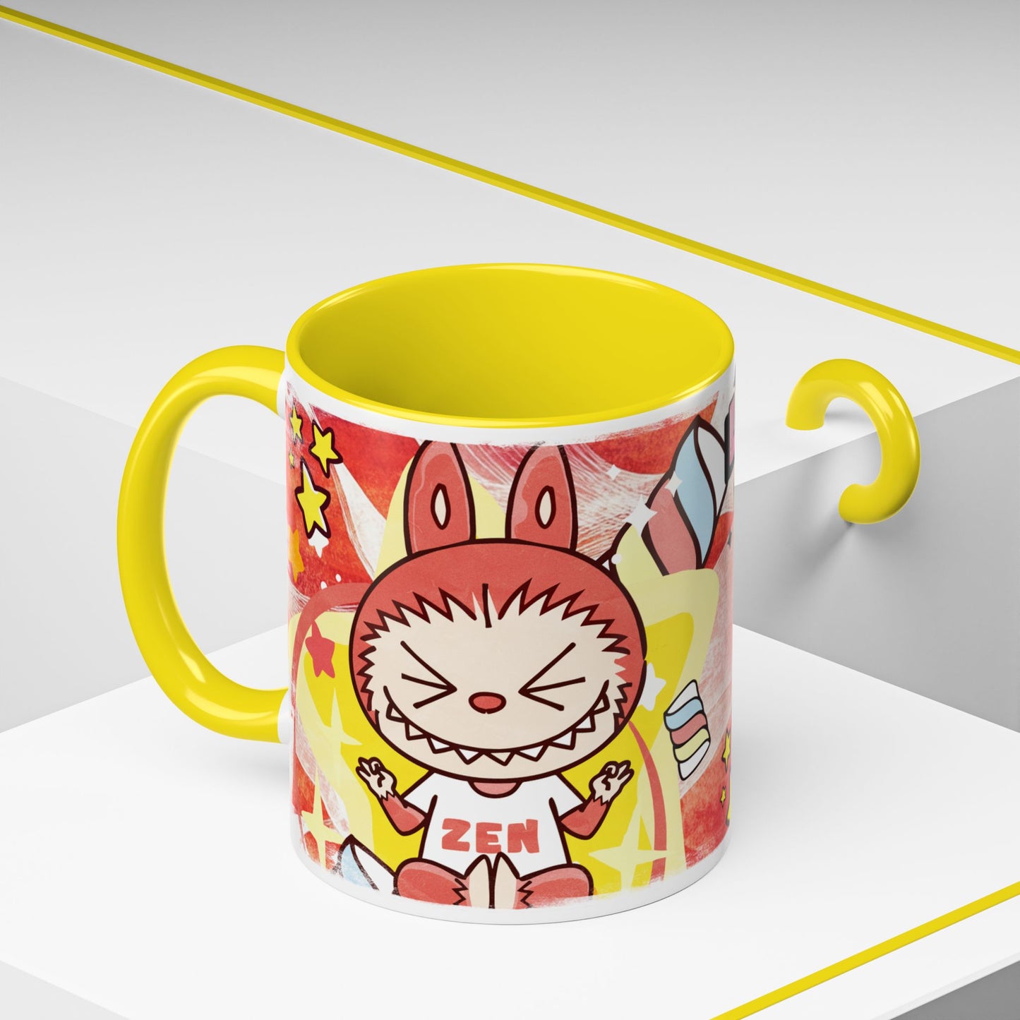 Mug Lazy Yoga Labubu Cartoon Accent Coffee Mug - Fun and Playful Design for Coffee Lovers