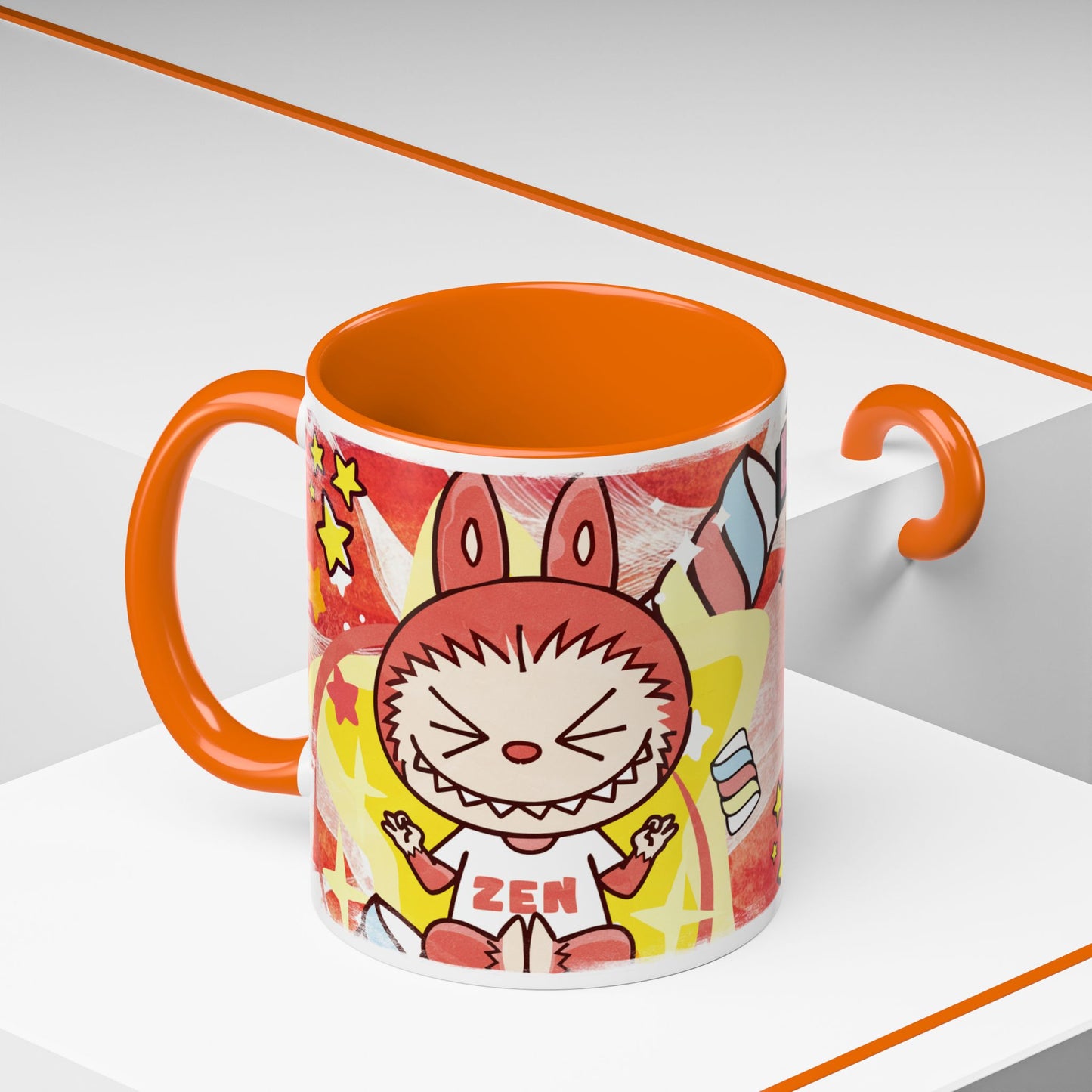 Mug Lazy Yoga Labubu Cartoon Accent Coffee Mug - Fun and Playful Design for Coffee Lovers