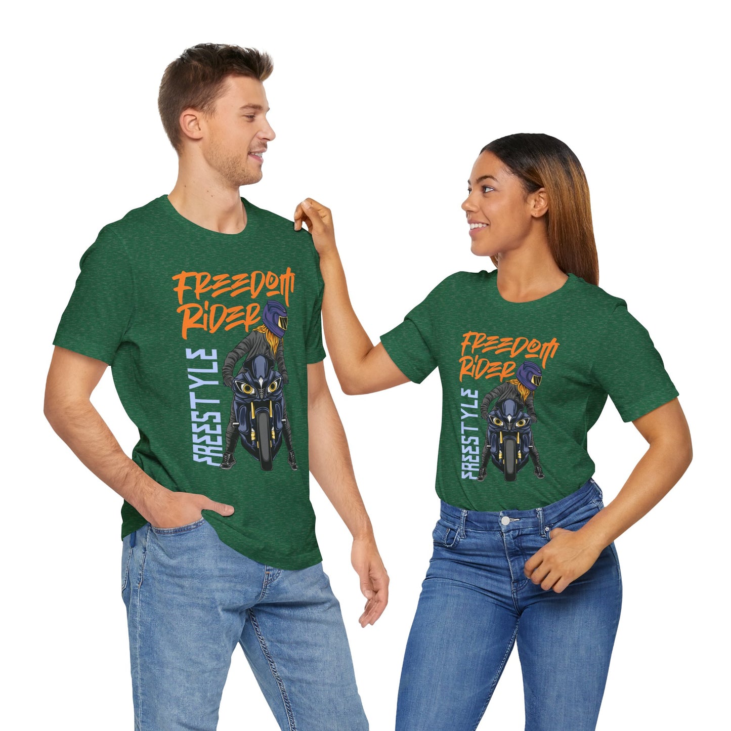 T-Shirt Freedom Rider Motorbike Unisex Short Sleeve Tee - Stylish & Bold Biker Tee