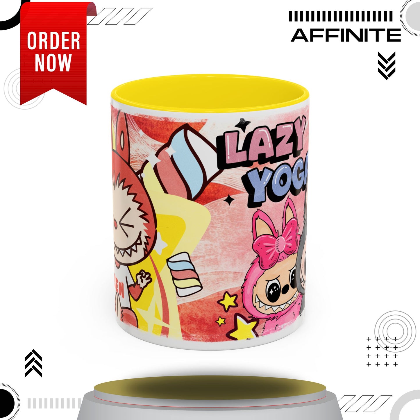 Mug Lazy Yoga Labubu Cartoon Accent Coffee Mug - Fun and Playful Design for Coffee Lovers