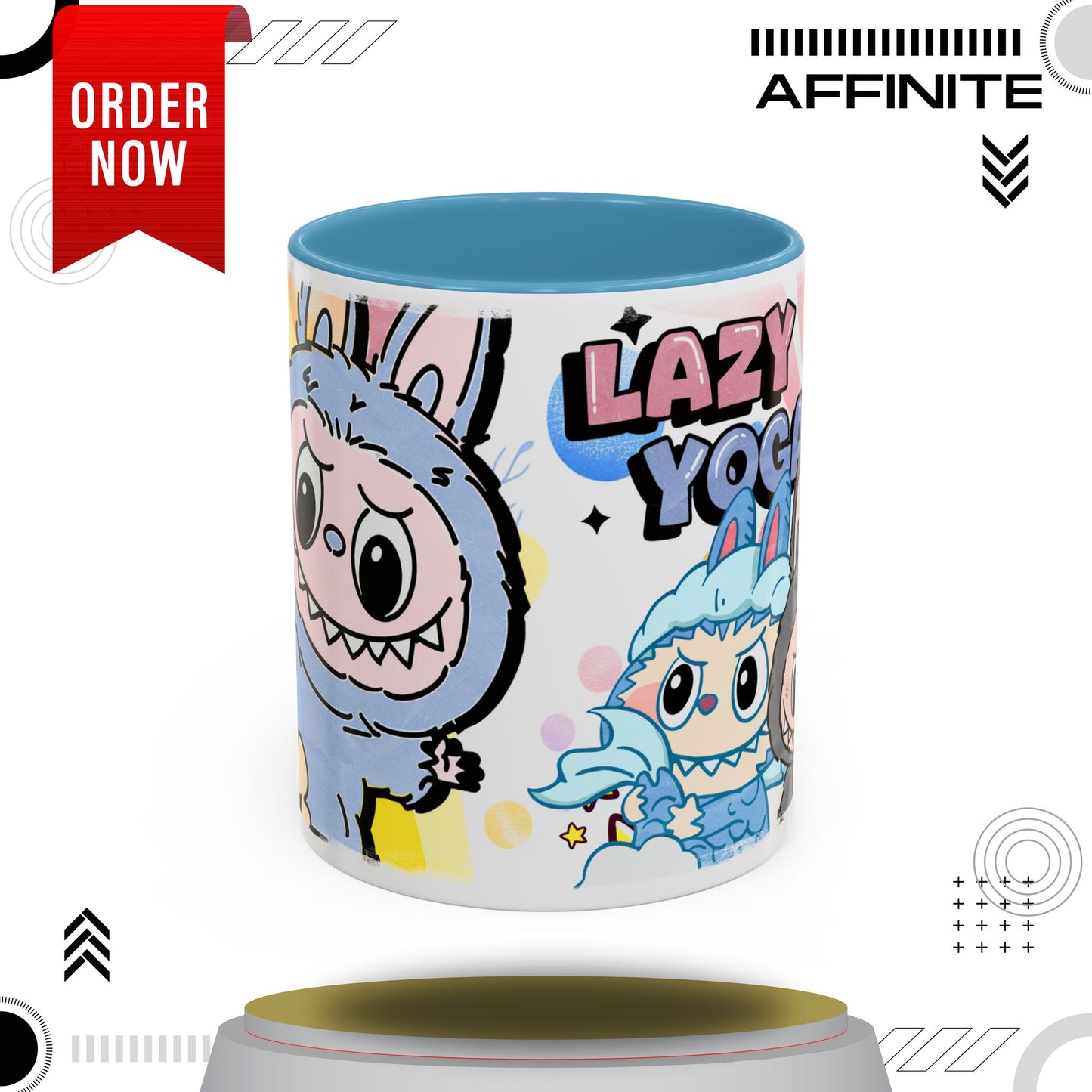 Mug Lazy Yoga Cartoon Labubu Accent Coffee Mug - Fun and Whimsical Design for Coffee Lovers