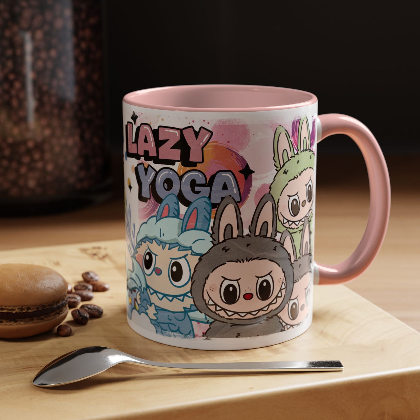 Mug Labubu Lazy Yoga Accent Coffee Mug - Fun & Whimsical Design for Relaxation Lovers