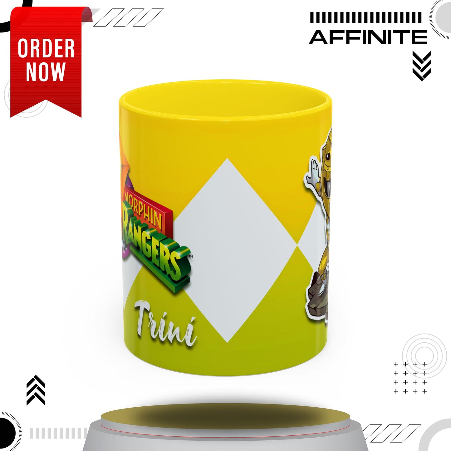 Mug Mighty Morphin Power Rangers Yellow Ranger Ceramic Mug - 11oz & 15oz Coffee Mug - Accent Mug for Pop Culture Fans