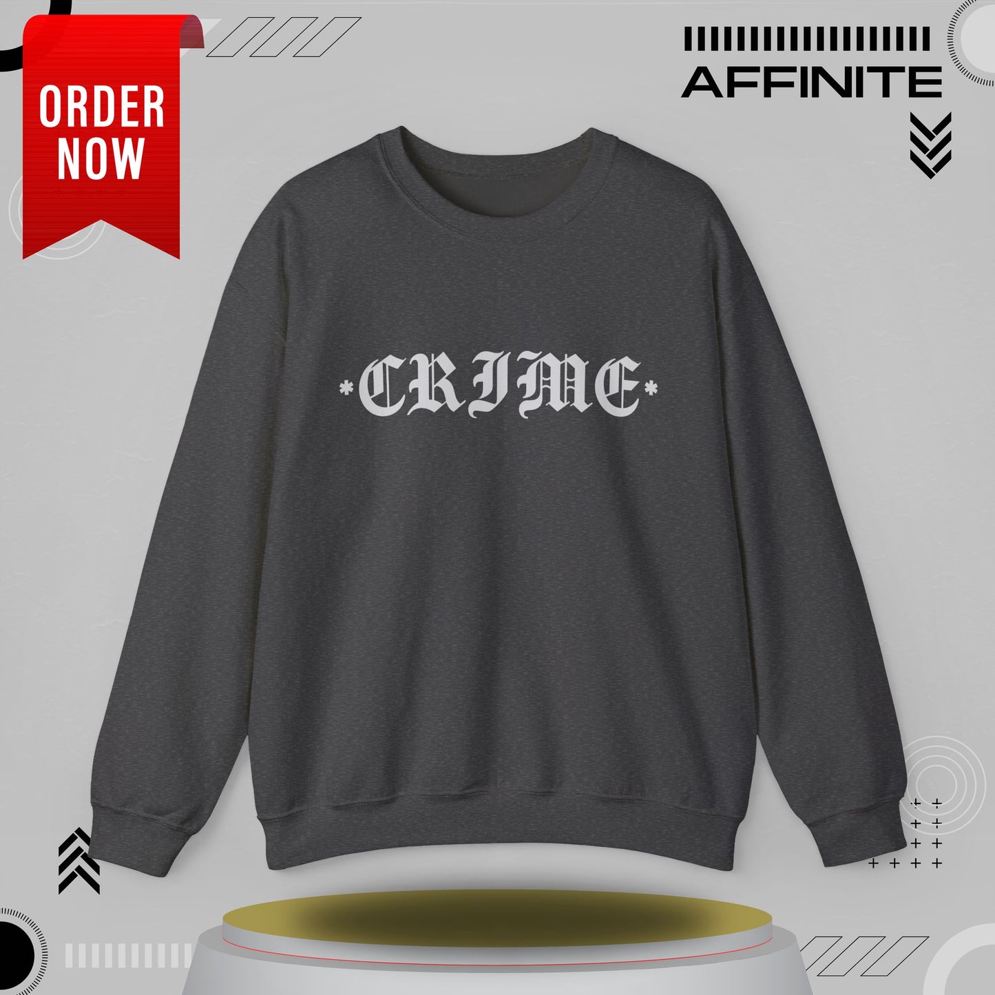Sweatshirt CRIME Graphic Sweatshirt - Unisex Heavy Blend Crewneck (Cotton/Polyester) Dark Heather