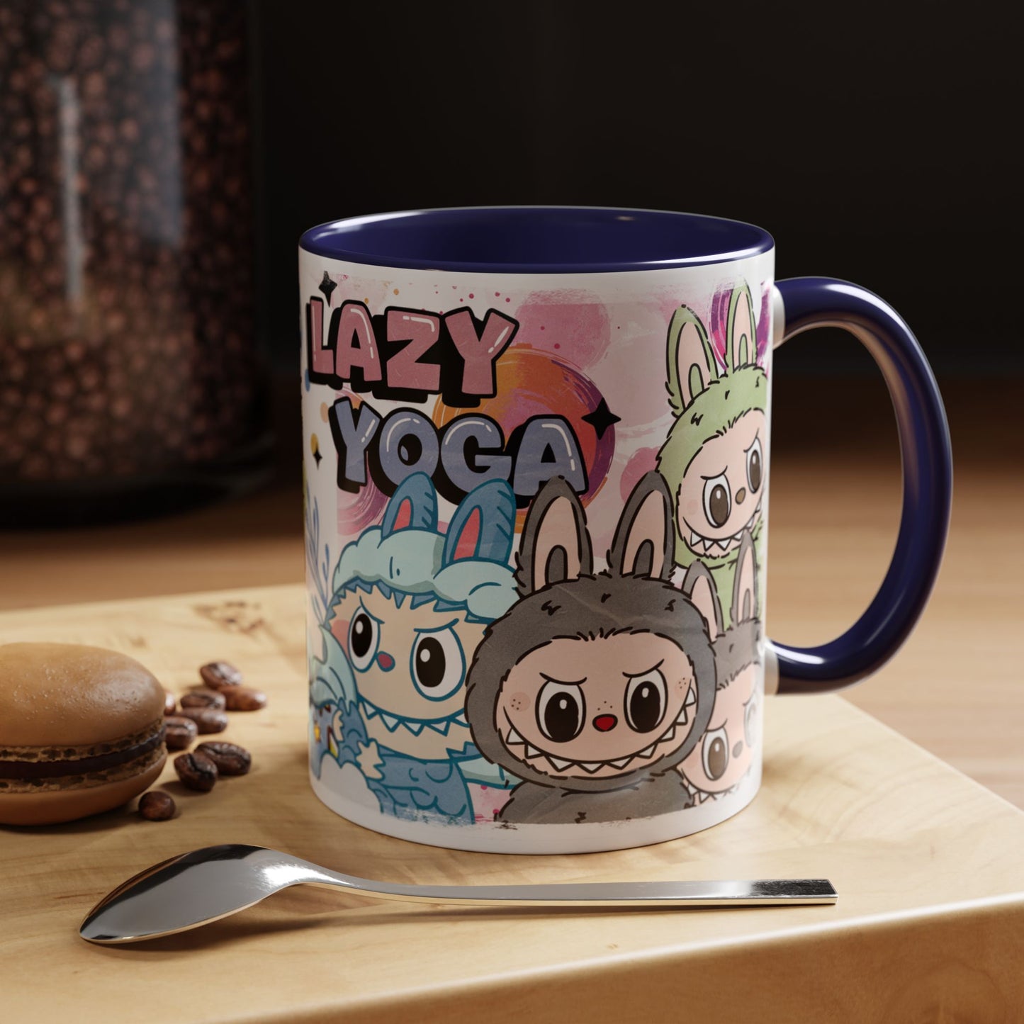 Mug Labubu Lazy Yoga Accent Coffee Mug - Fun & Whimsical Design for Relaxation Lovers