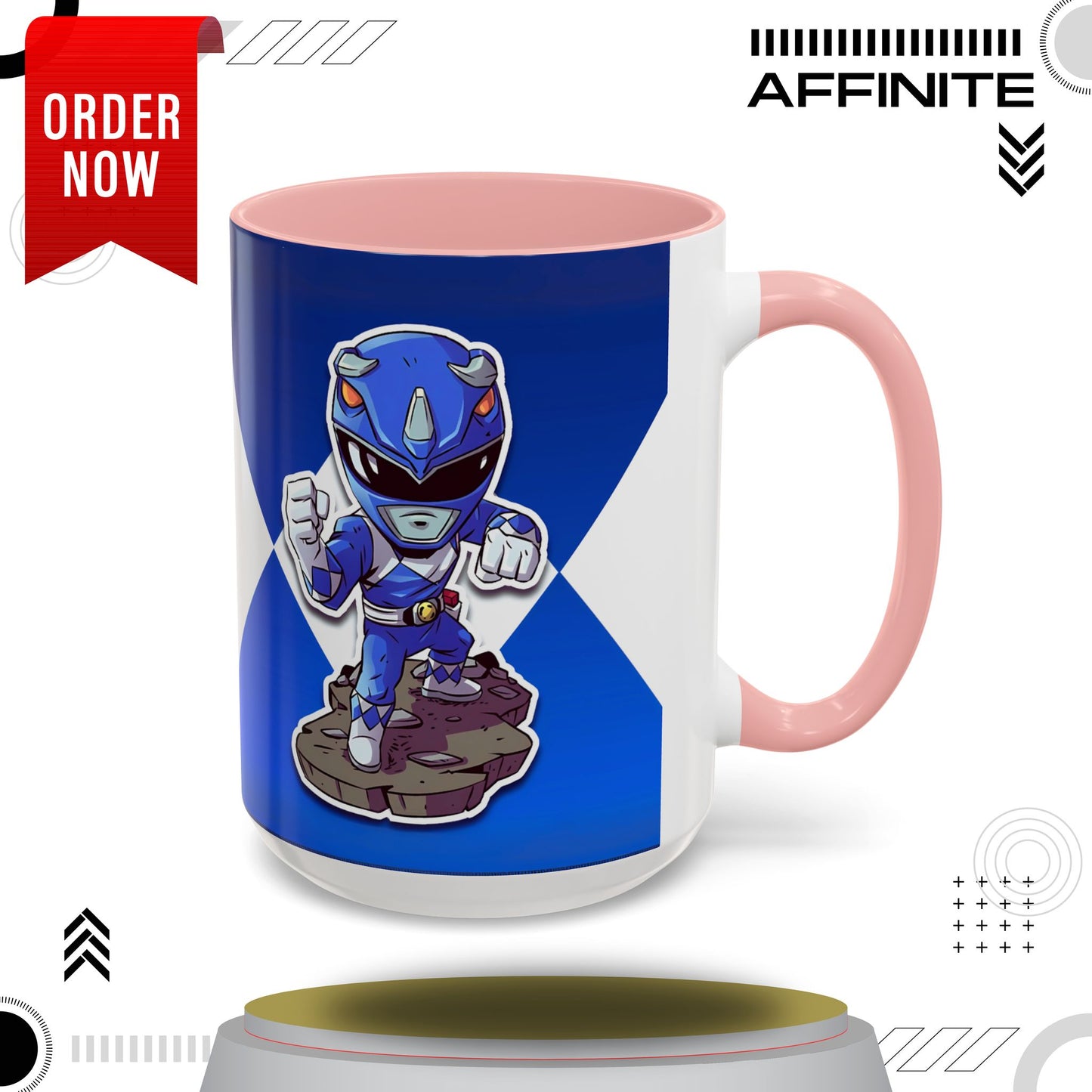 Mug Mighty Morphin Power Rangers Blue Ranger Ceramic Mug - 11oz & 15oz Coffee Mug - Accent Mug for Pop Culture Fans 15oz Pink