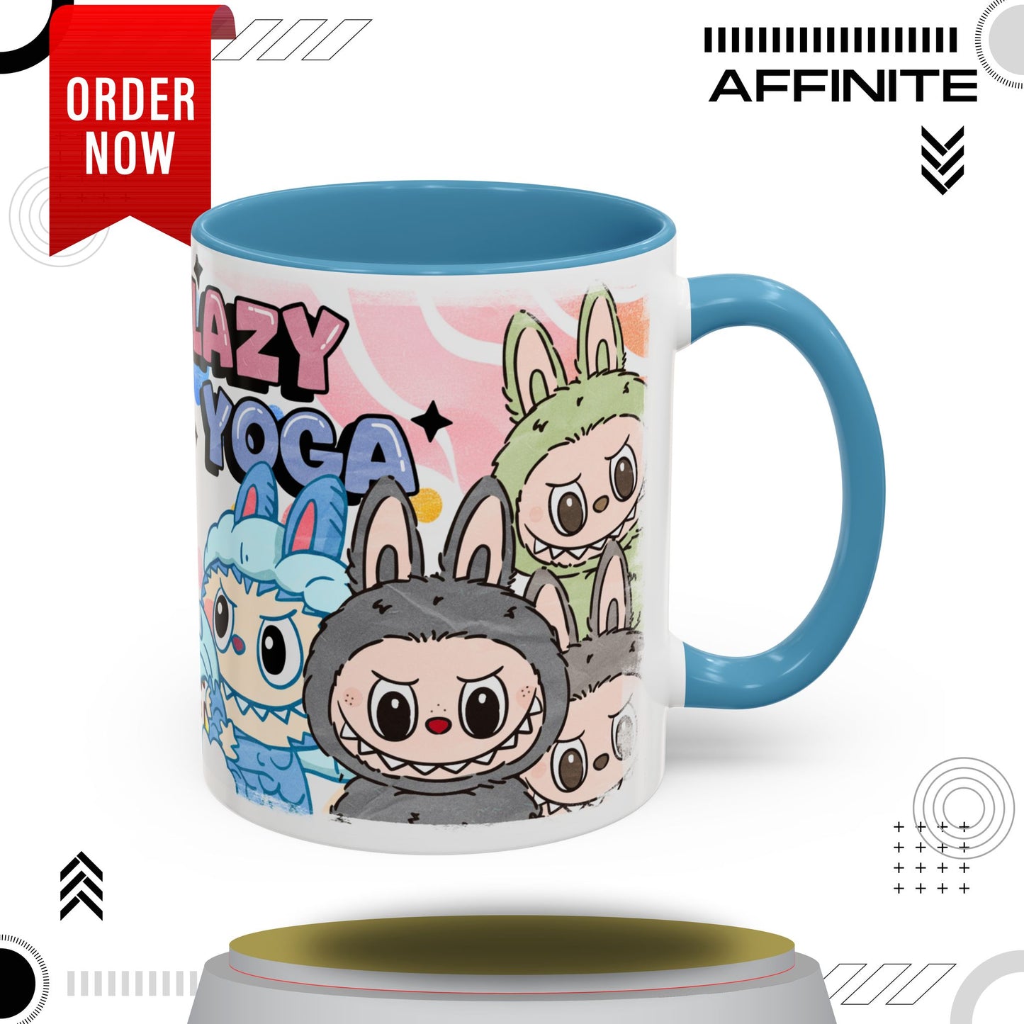 Mug Lazy Yoga Cartoon Labubu Accent Coffee Mug - Fun and Whimsical Design for Coffee Lovers