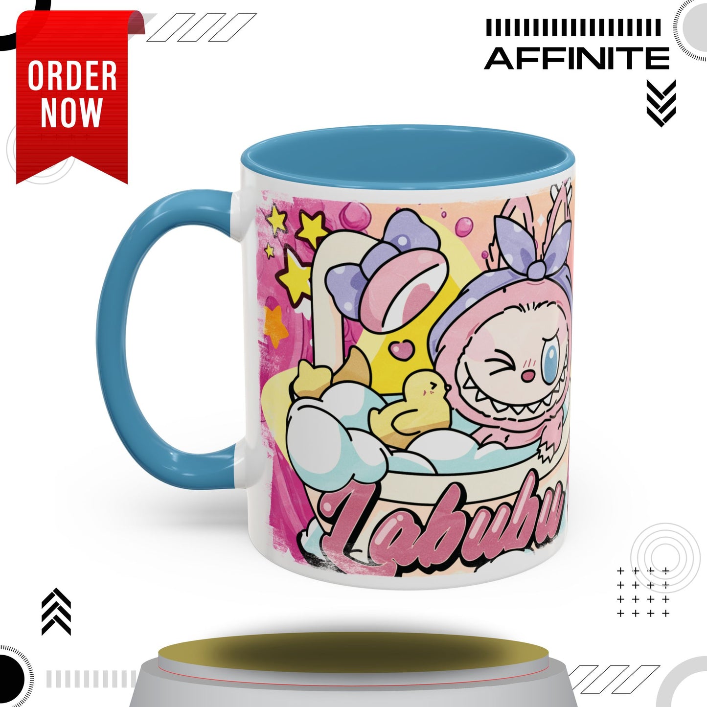 Mug Lazy Yoga Labubu Accent Coffee Mug - Fun & Playful Design for Relaxation 11oz Light Blue