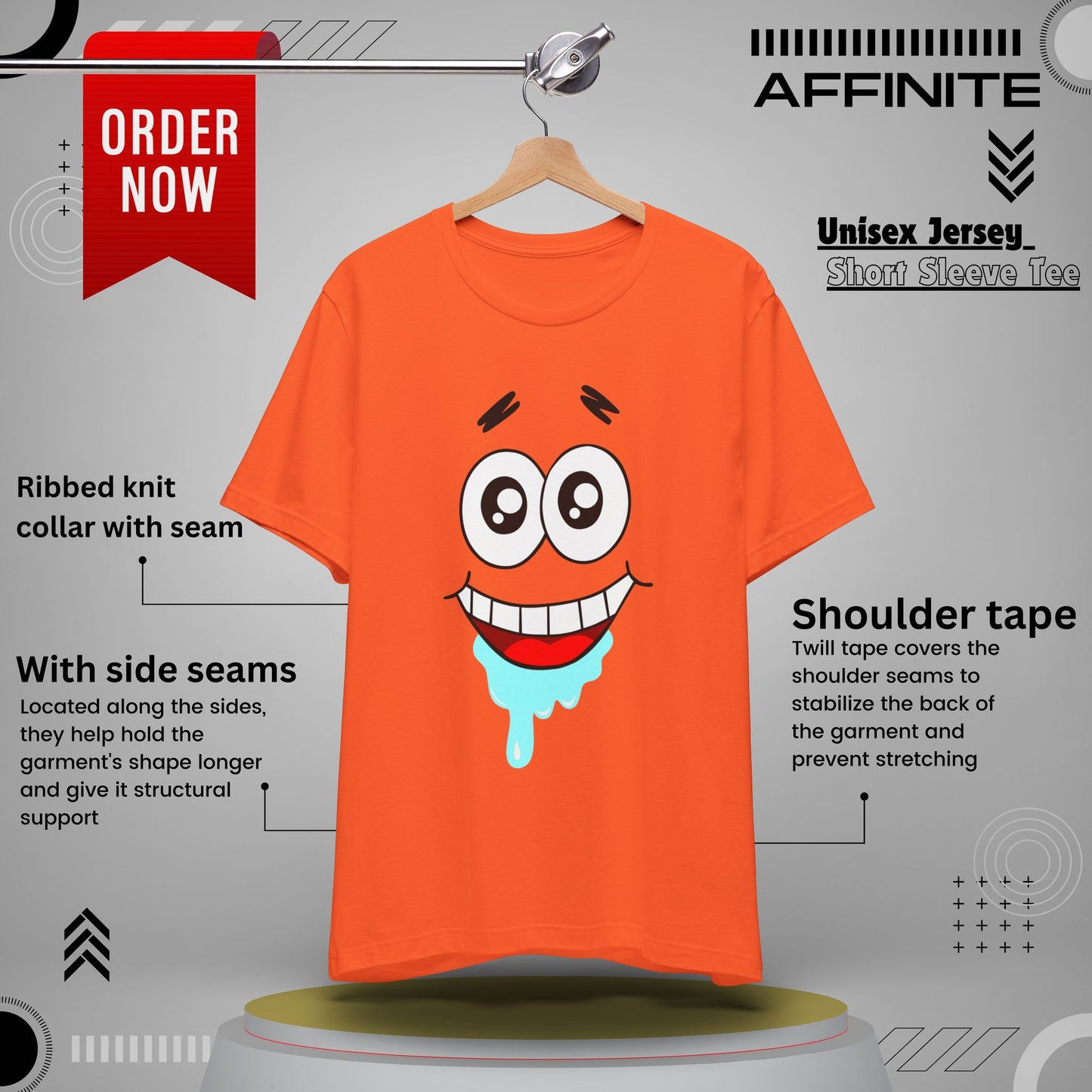 T-Shirt Cartoon Clothing - Spongebob Graphic Tee (Patrick & Mr. Krab) Orange
