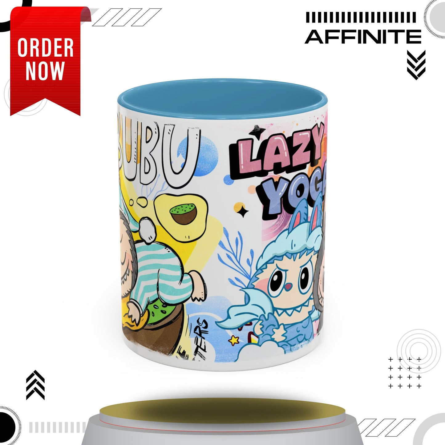Mug Labubu Lazy Yoga Accent Coffee Mug - Fun & Whimsical Design for Relaxation Lovers