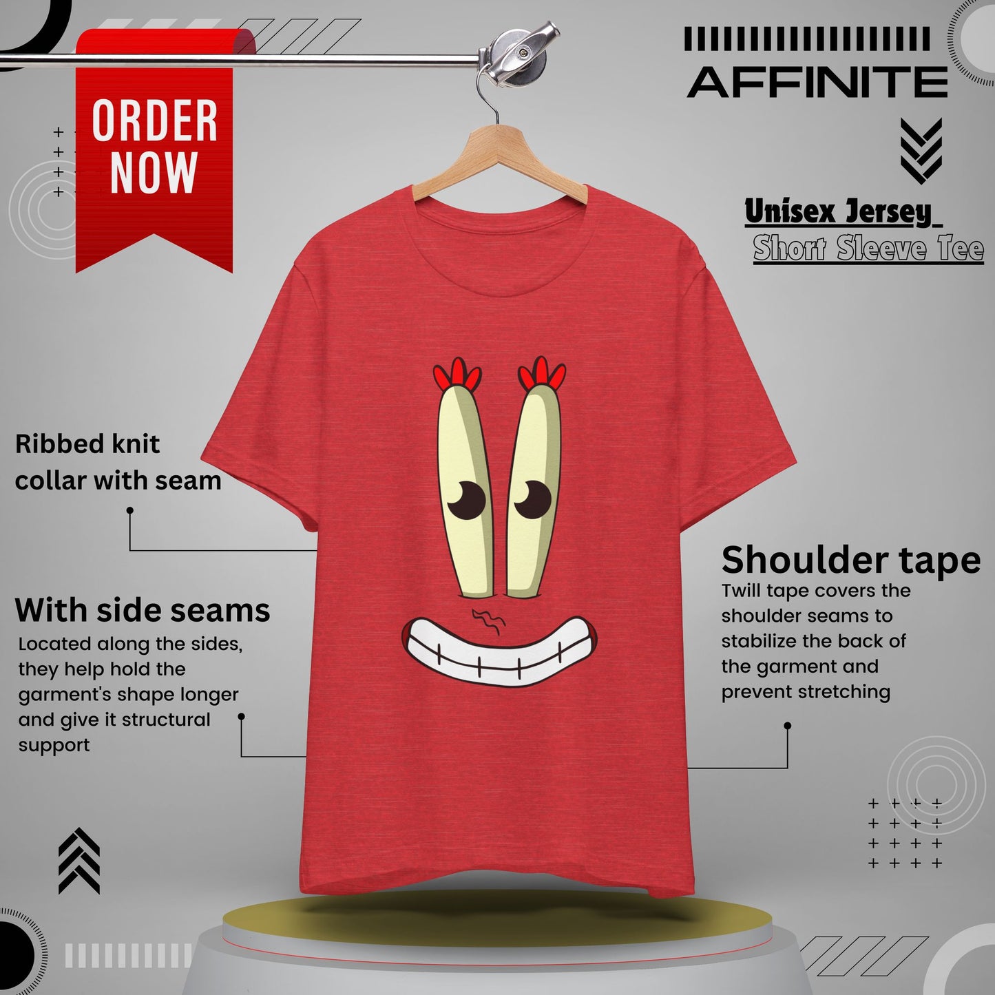 T-Shirt Cartoon Clothing - Spongebob Graphic Tee (Patrick & Mr. Krab) Heather Red