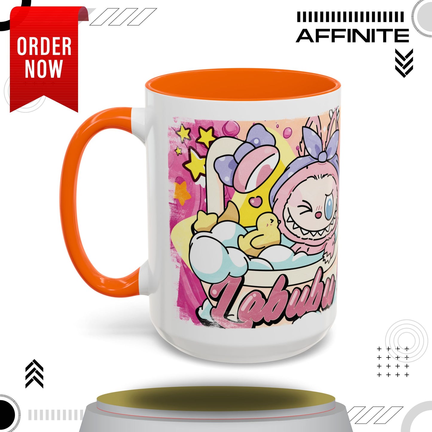 Mug Lazy Yoga Labubu Accent Coffee Mug - Fun & Playful Design for Relaxation 15oz Orange